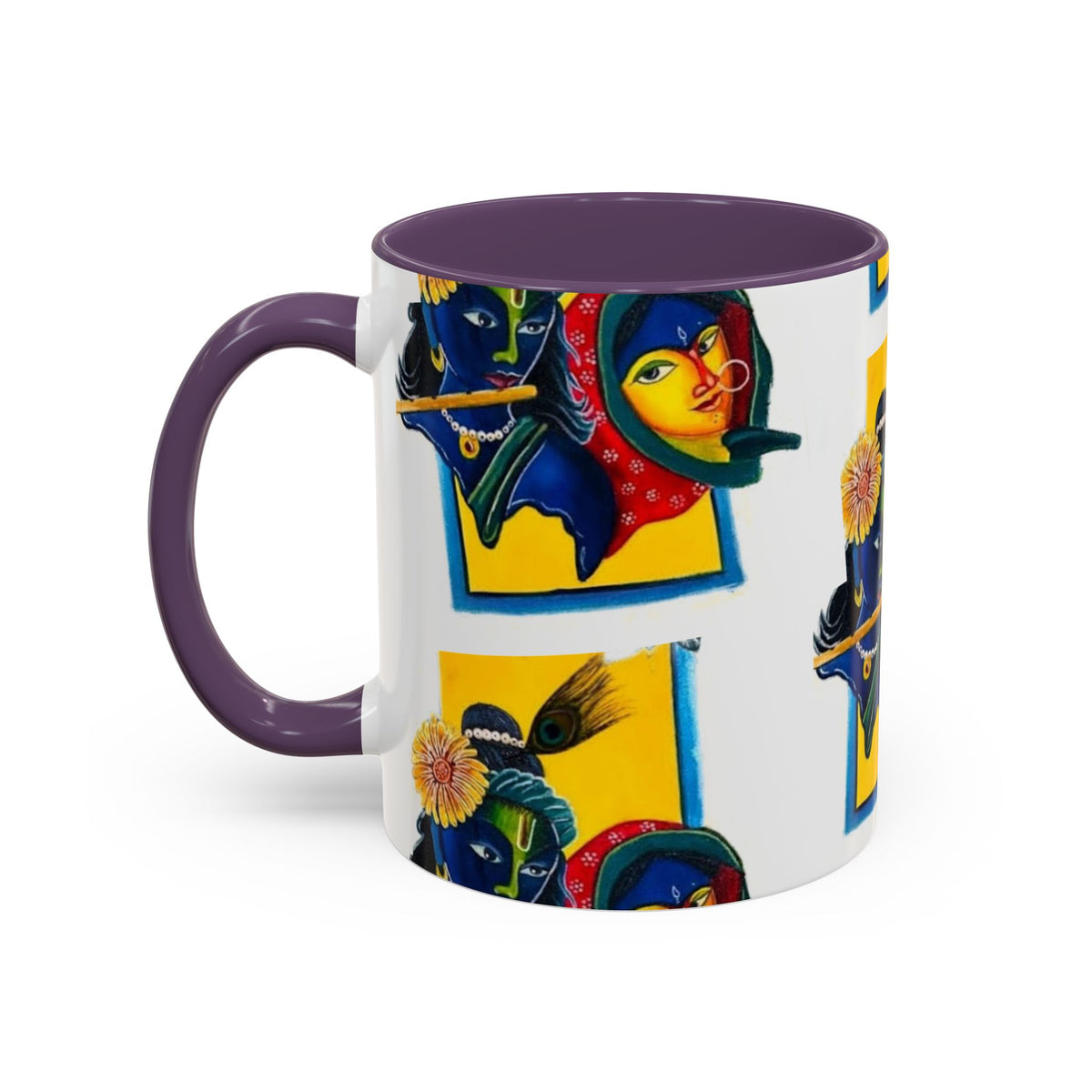 Colorful Ceramic Mug with Unique Hindu Art Design, 11oz & 15oz Aesthetic Gift - Ira World Art LLC