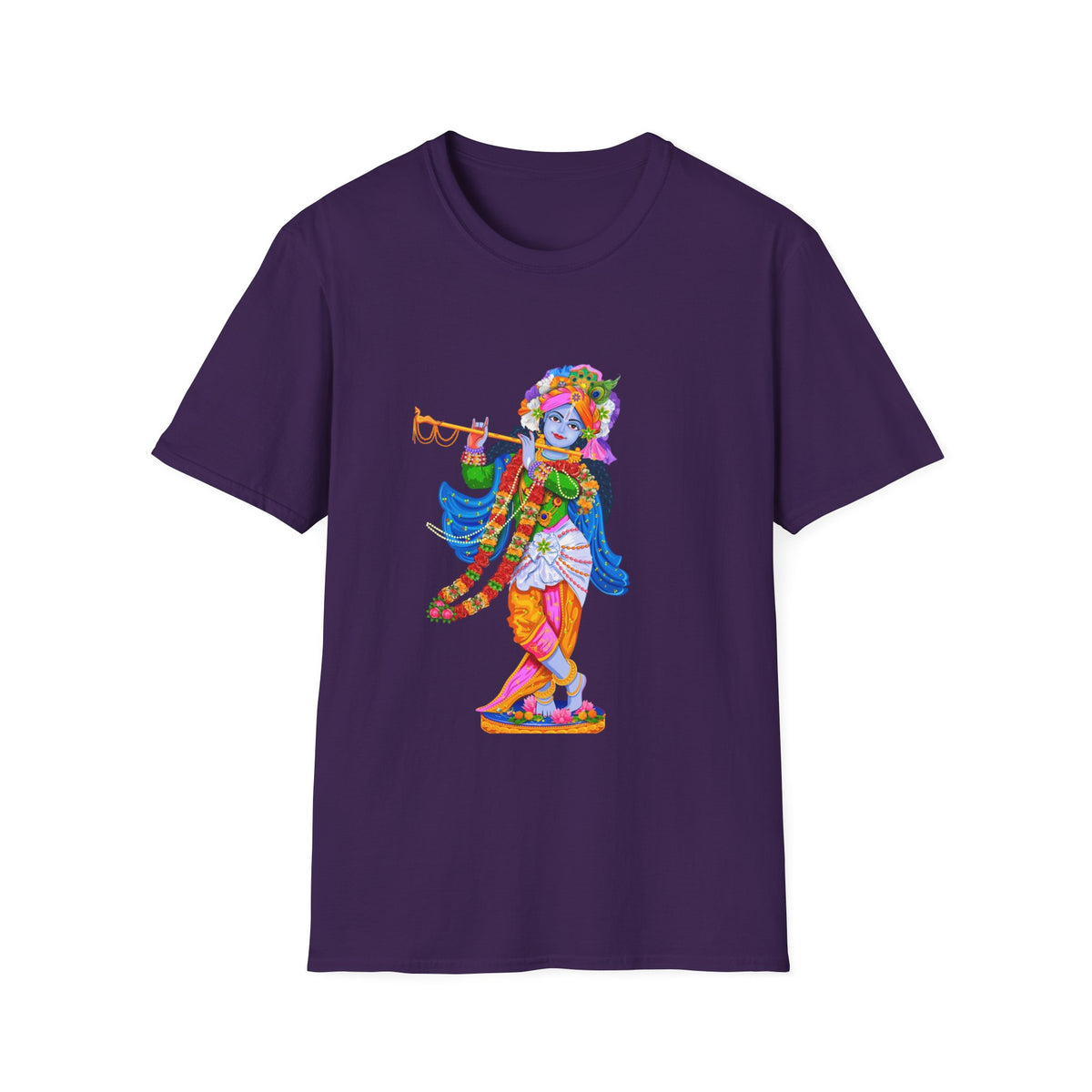 Krishana Tees - Spiritual Unisex Softstyle T-Shirt, Hindu God Tee, Religious Clothing, Meditation Shirt, Yoga Outfit - Ira World Art LLC
