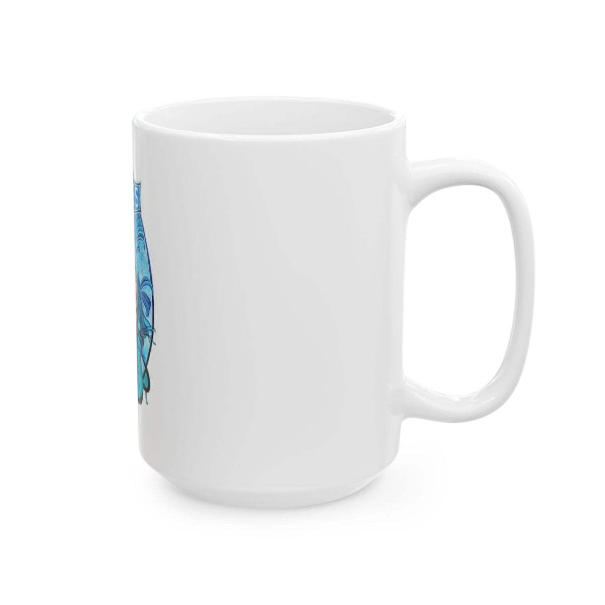 White 11oz Ceramic Zodiac Mug with Colorful Pisces Fish Design, Mermaid Coffee Mug - Ira World Art LLC