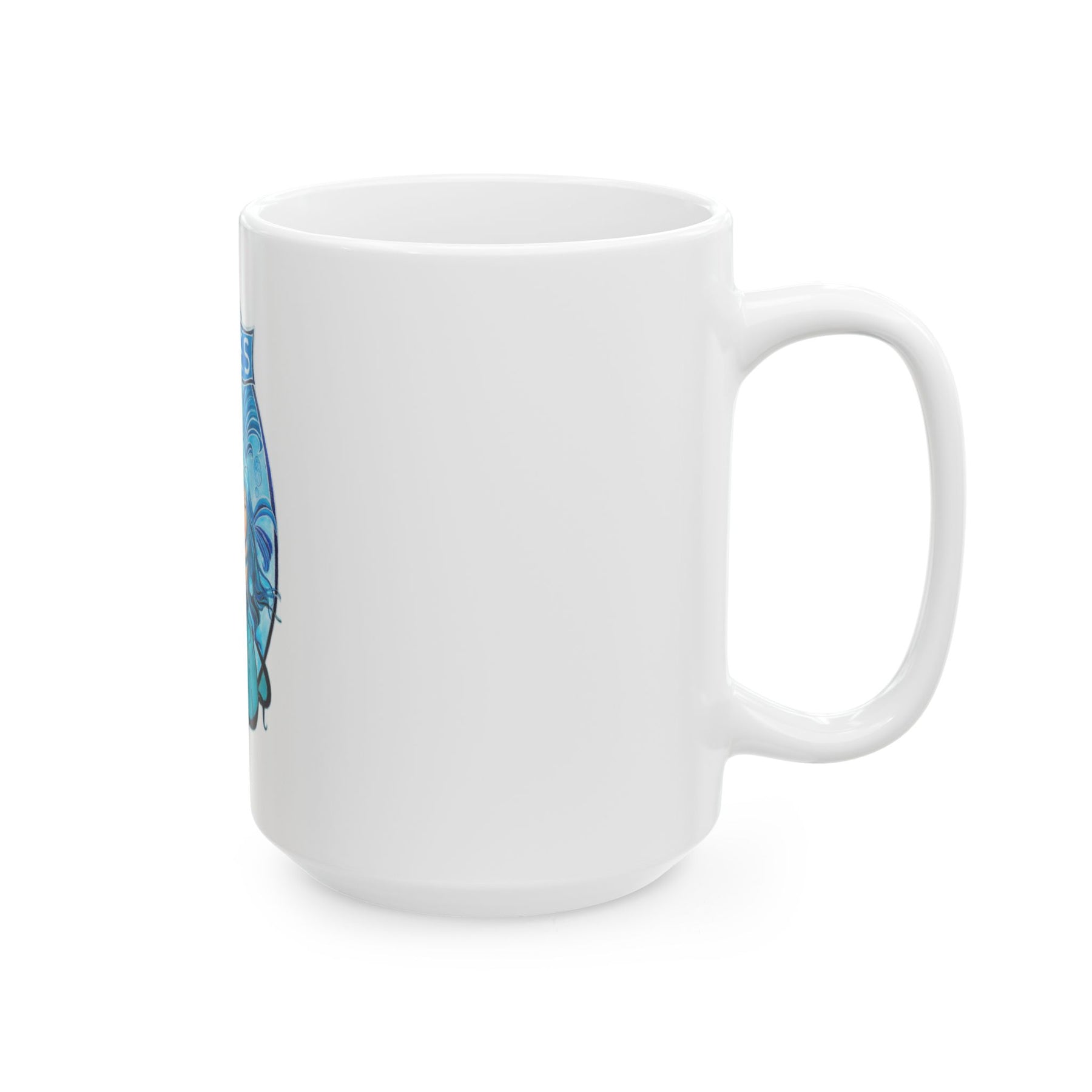 White 11oz Ceramic Zodiac Mug with Colorful Pisces Fish Design, Mermaid Coffee Mug - Ira World Art LLC
