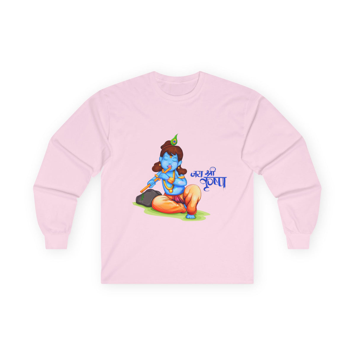 Krishna Full Sleeves T-Shirt, Lord Krishna Graphic Tee, Unisex Long Sleeve Shirt, Spiritual Clothing, Religious Apparel - Ira World Art LLC