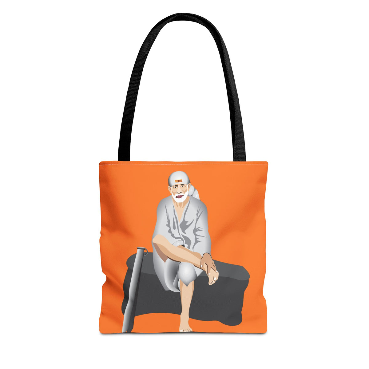 Sai Baba Tote Bag, Religious Shopper Bag, Guru Printed Carryall, Spiritual Shoulder Tote, Holy Canvas Handbag, Indian Deity Market Tote, - Ira World Art LLC