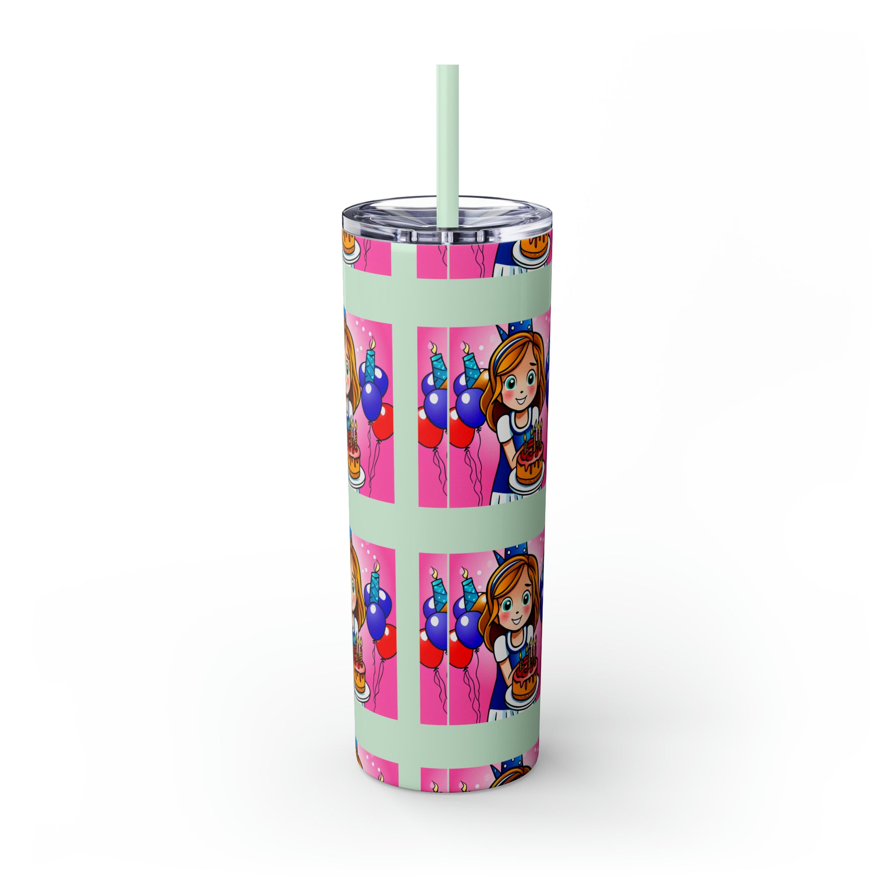 Stylish 20oz Birthday Skinny Tumbler with Straw - Ira World Art LLC