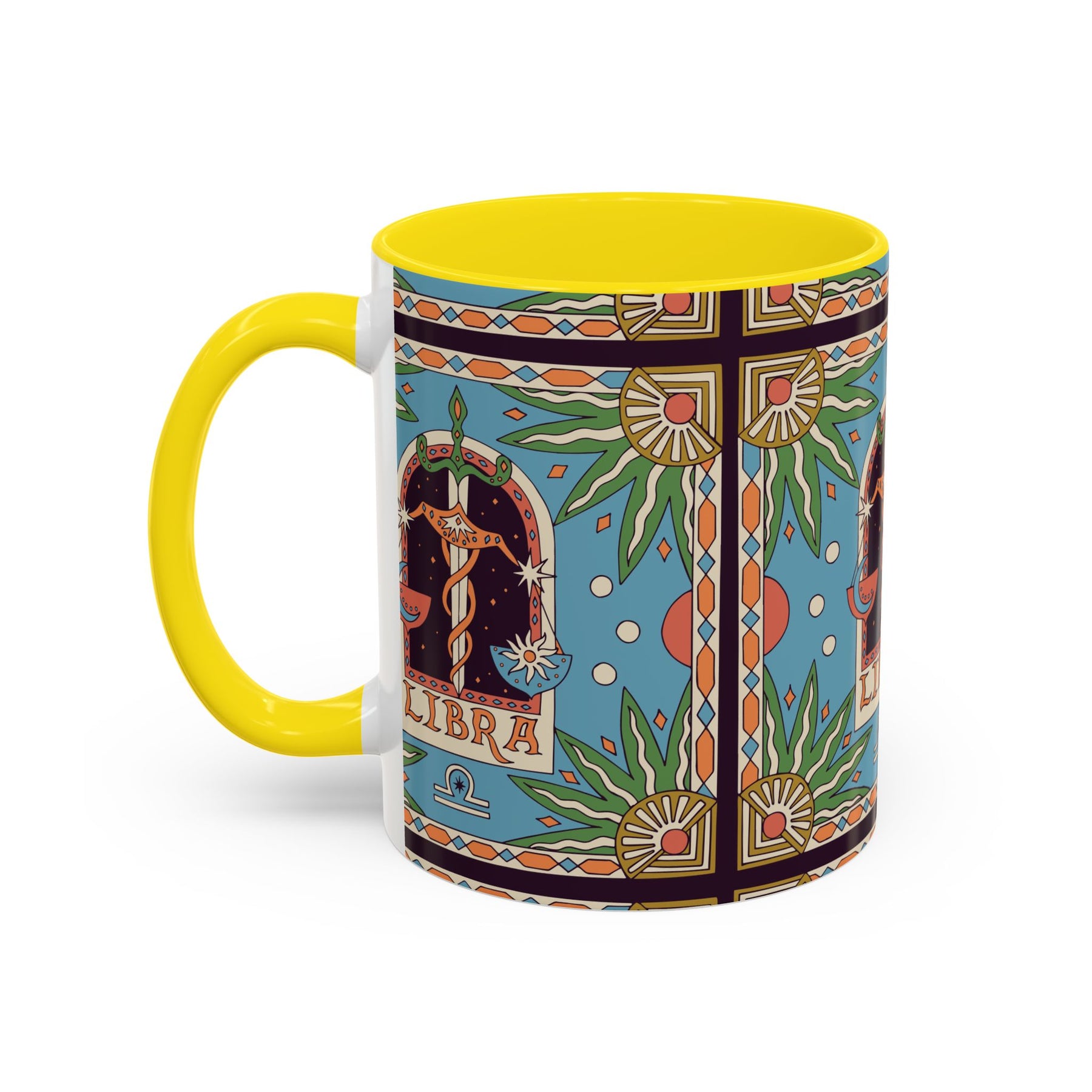 Custom Libra Coffee Mug, Colorful Ceramic 11oz & 15oz Zodiac Design - Ira World Art LLC