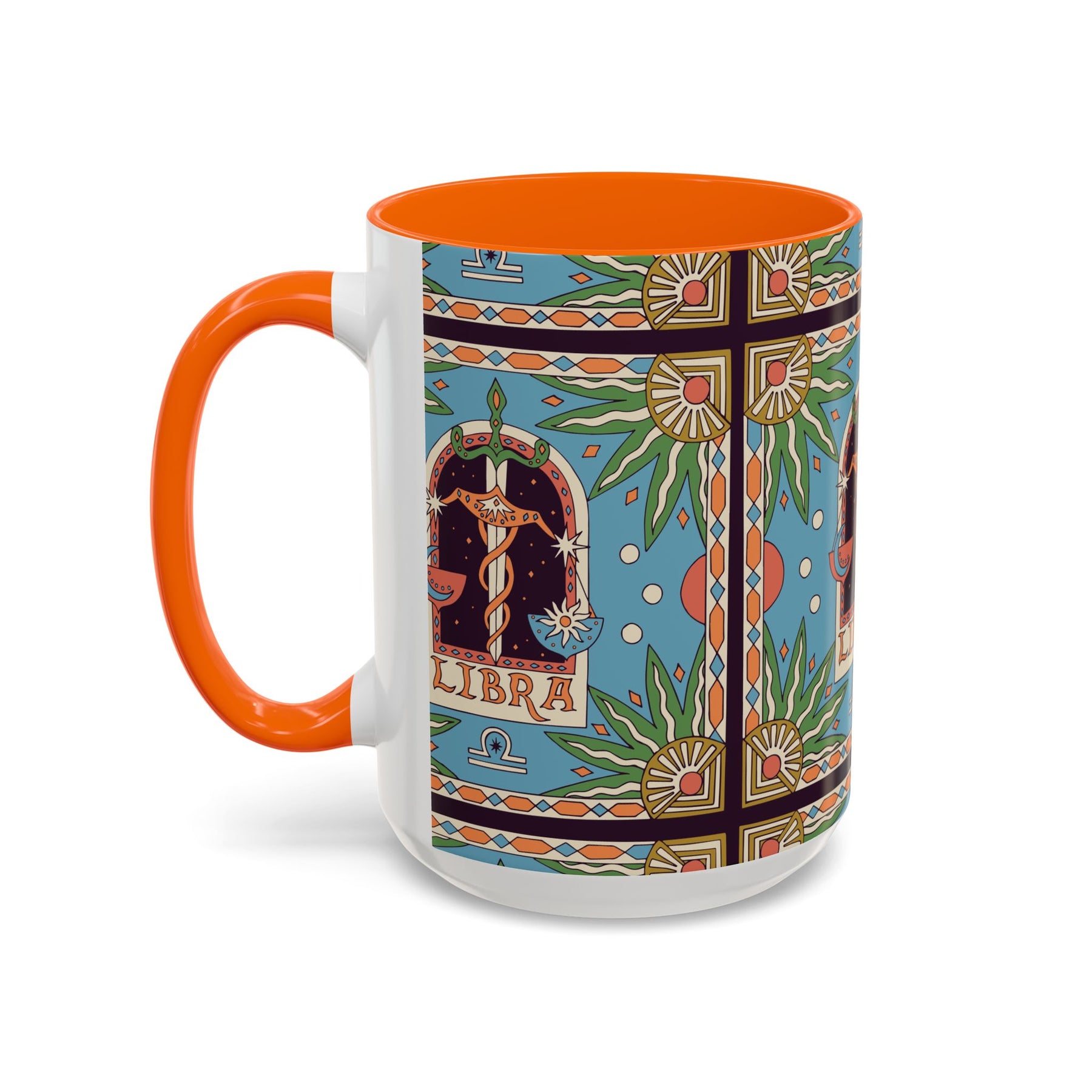 Custom Libra Coffee Mug, Colorful Ceramic 11oz & 15oz Zodiac Design - Ira World Art LLC