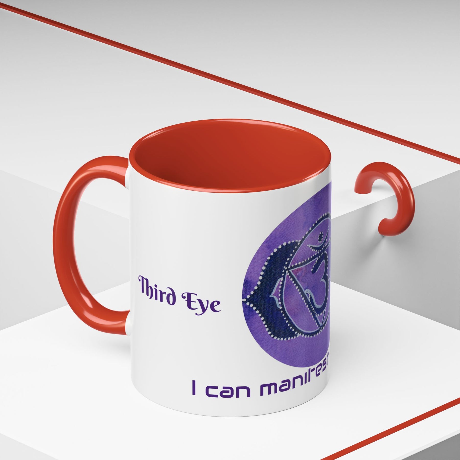 Third Eye Chakra Accent Mug 11oz with Colorful Design, Meditation Tea Mug - Ira World Art LLC
