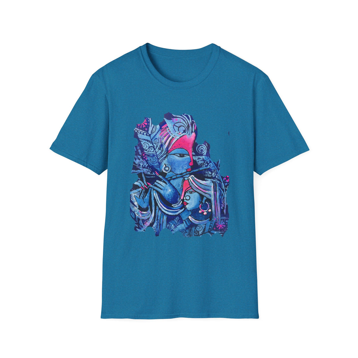 Radha Krishna Painting Print Unisex T-Shirt, Hindu Deity Tee, Spiritual Clothing, Religious Art Shirt, Festival Wear - Ira World Art LLC