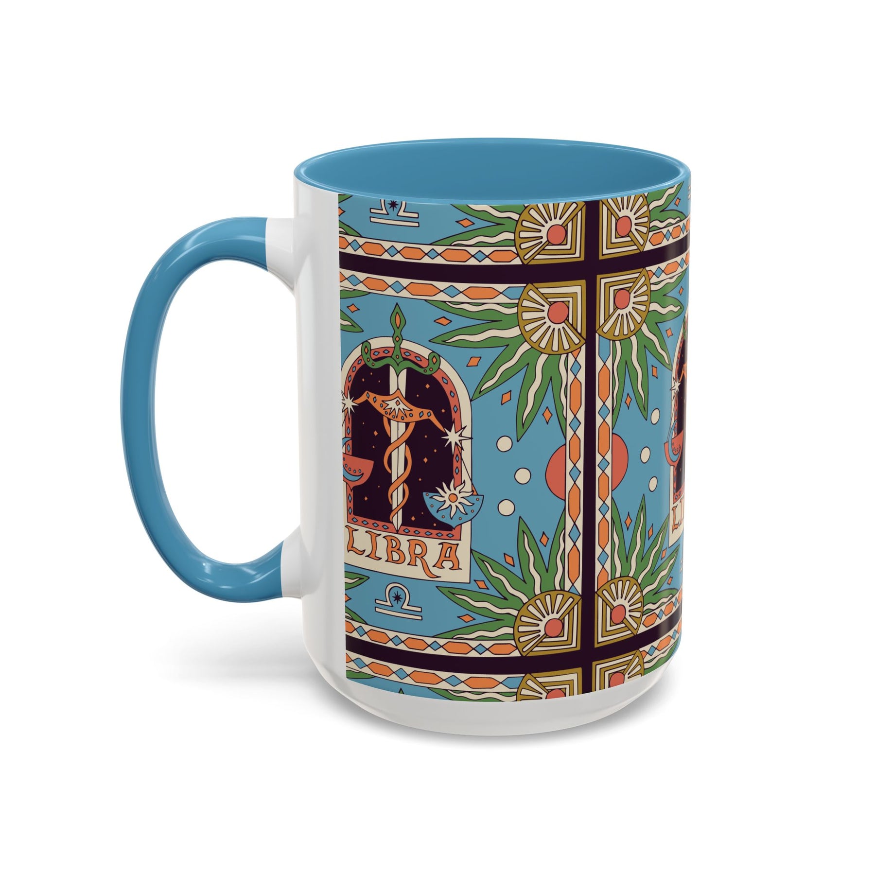 Custom Libra Coffee Mug, Colorful Ceramic 11oz & 15oz Zodiac Design - Ira World Art LLC
