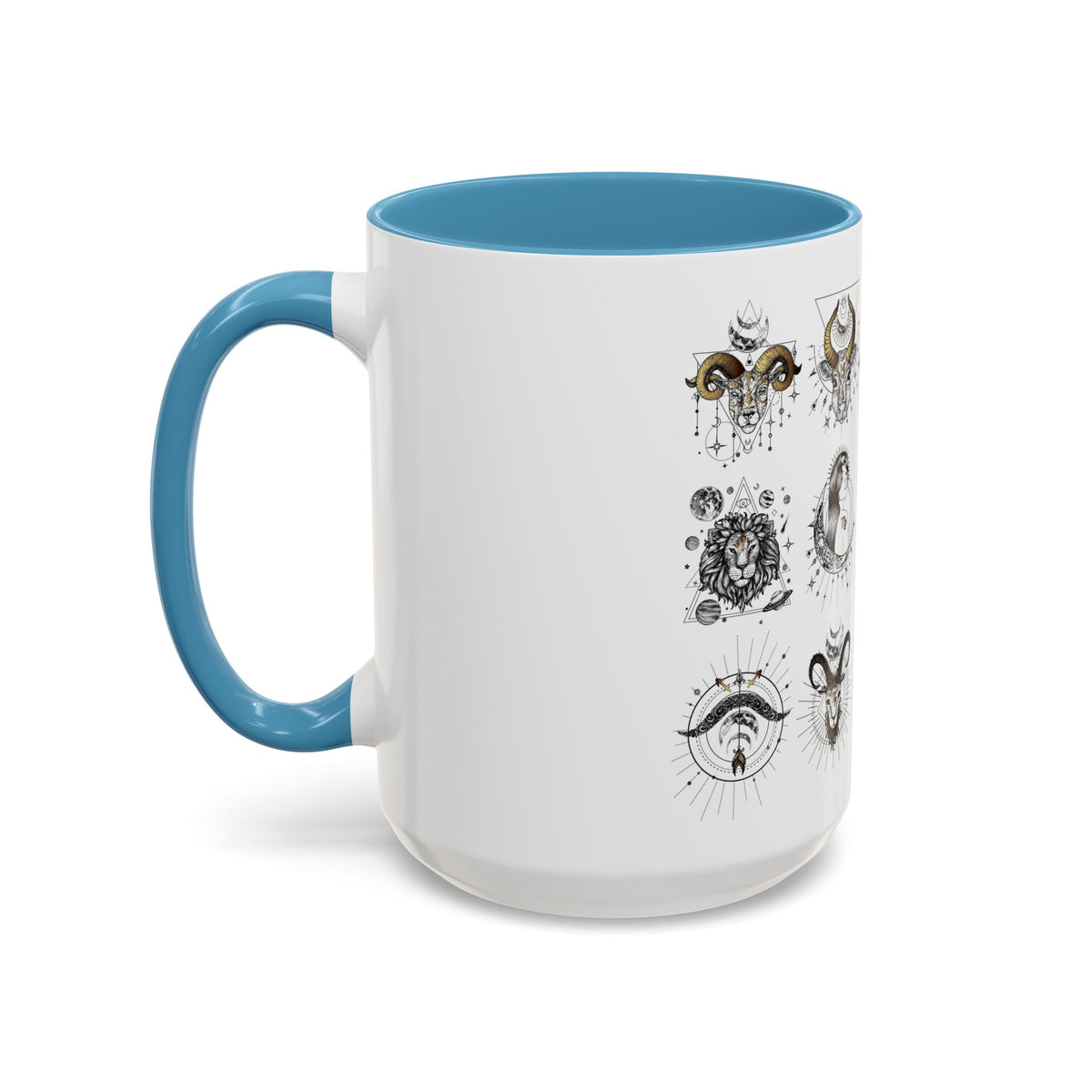 Zodiac Accent Ceramic Coffee Mug with Vibrant Horoscope Design 11oz & 15oz - Ira World Art LLC