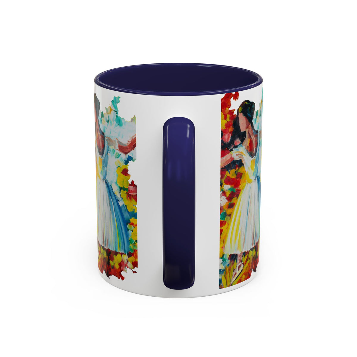 Colorful Ballet Latte Mug, Artistic Ceramic Coffee Cup with Floral Design - Ira World Art LLC