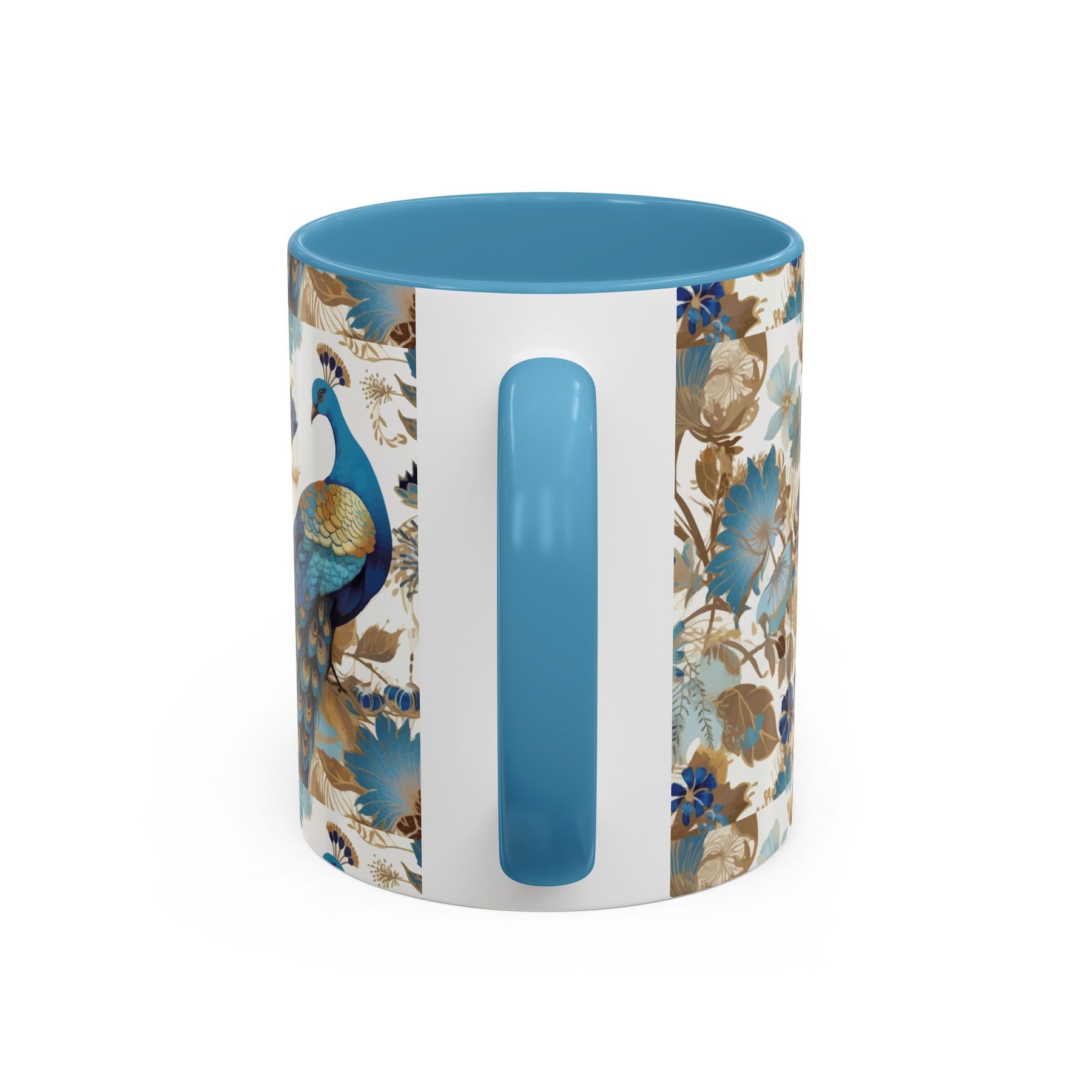 Elegant Peacock Ceramic Coffee Mug, Colorful 11oz & 15oz Custom Design - Ira World Art LLC