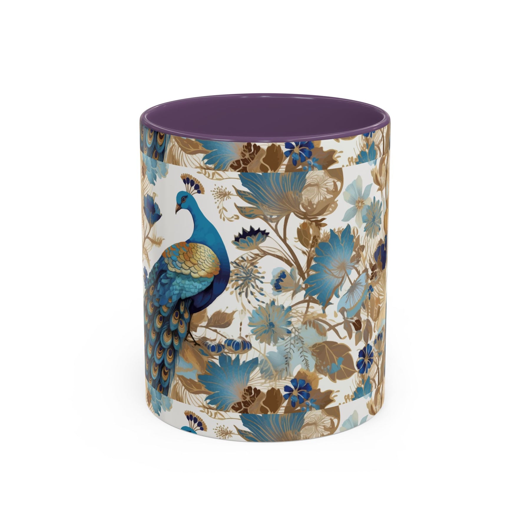 Elegant Peacock Ceramic Coffee Mug, Colorful 11oz & 15oz Custom Design - Ira World Art LLC