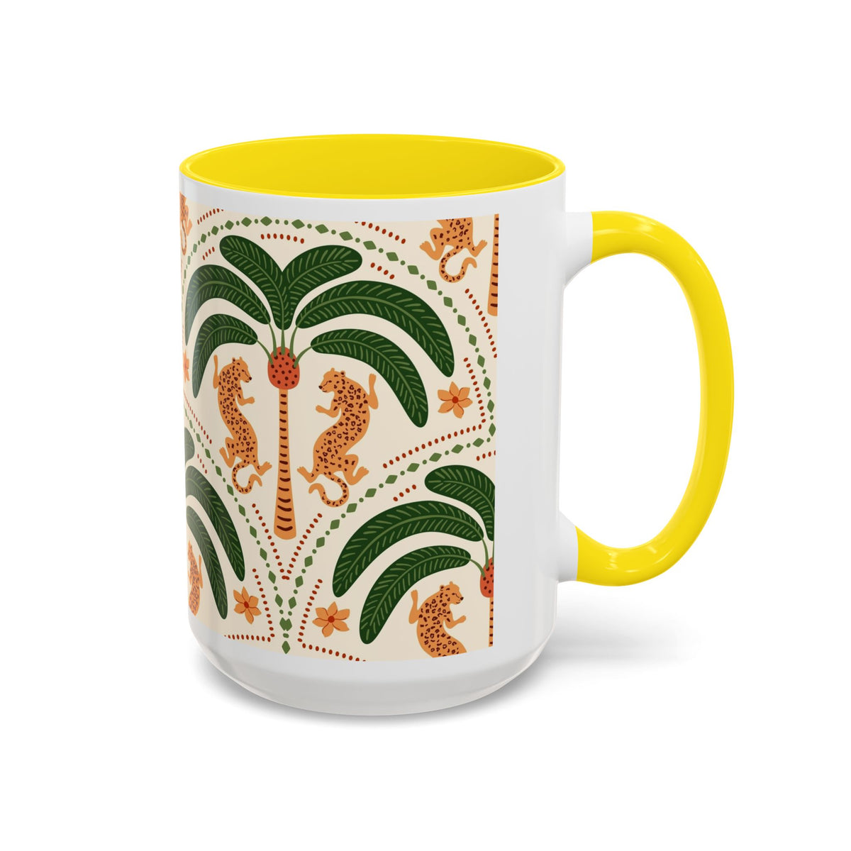 Tropical Ceramic Coffee Mug with Colorful Floral Design, 11oz & 15oz - Ira World Art LLC