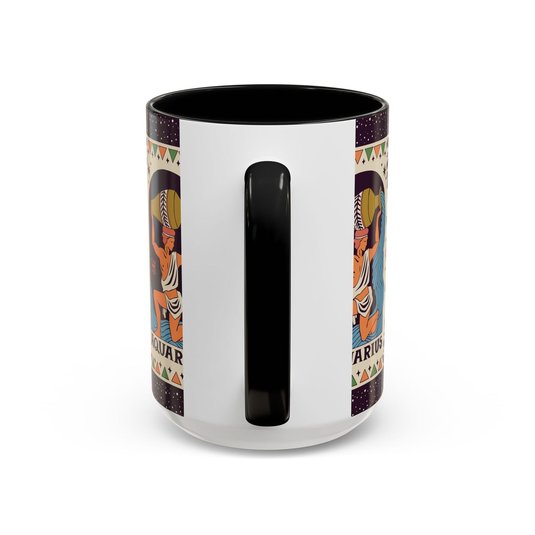 Aquarius Zodiac Painted Mug, Custom Ceramic 11oz and 15oz Coffee Cup - Ira World Art LLC