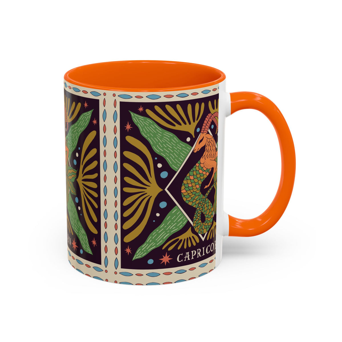 Colorful Capricorn Mug, Custom Ceramic Coffee Cup 11oz & 15oz Zodiac Design - Ira World Art LLC