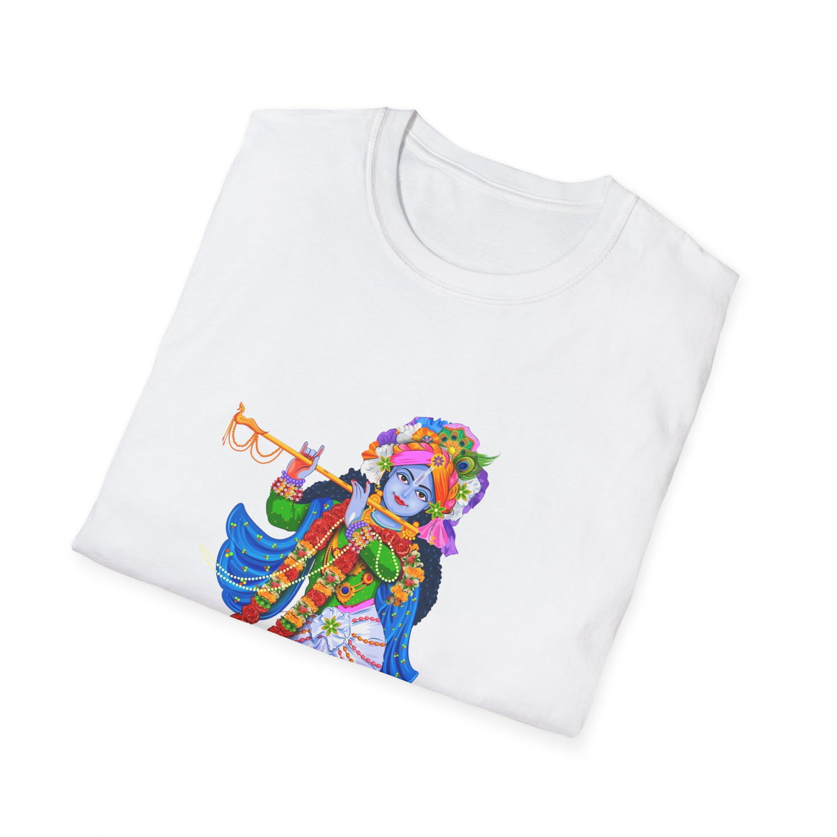 Krishana Tees - Spiritual Unisex Softstyle T-Shirt, Hindu God Tee, Religious Clothing, Meditation Shirt, Yoga Outfit - Ira World Art LLC