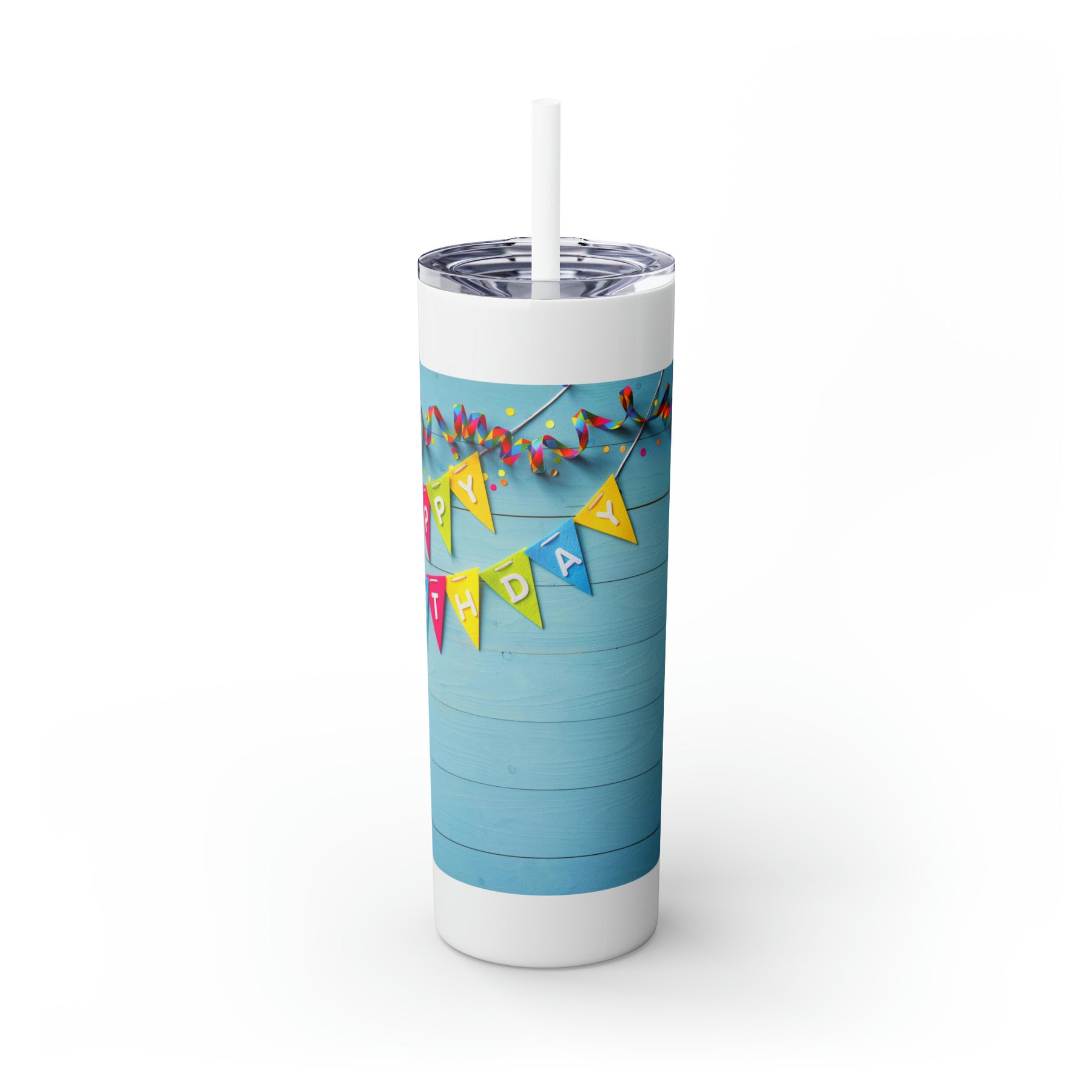 Stylish 20oz Birthday Skinny Tumbler with Straw – Celebrate in Sip-worthy Fashion! - Ira World Art LLC