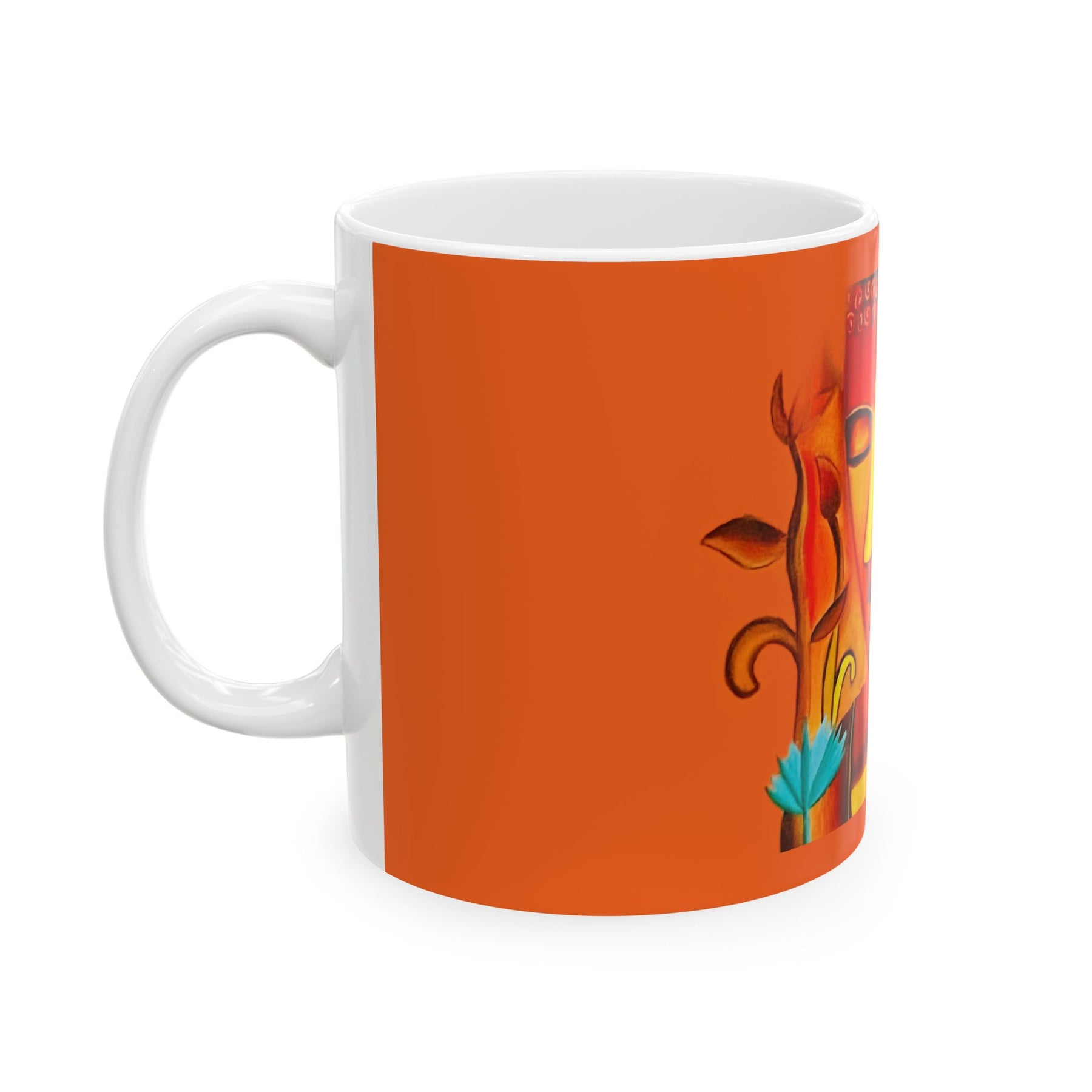 Inspirational 11oz Ceramic Coffee Cup with Colorful Buddha Design, Motivational Yoga Mug - Ira World Art LLC