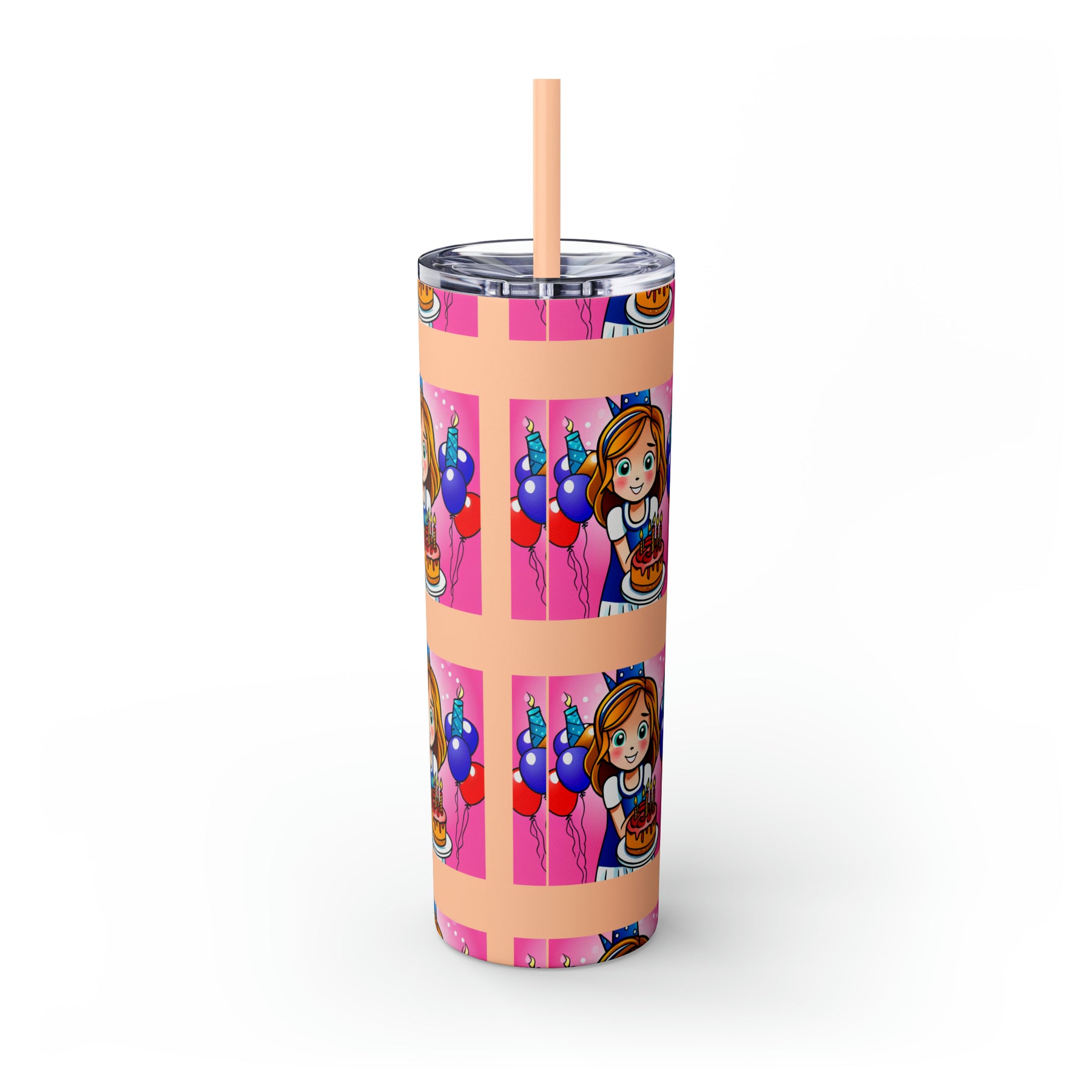 Stylish 20oz Birthday Skinny Tumbler with Straw - Ira World Art LLC