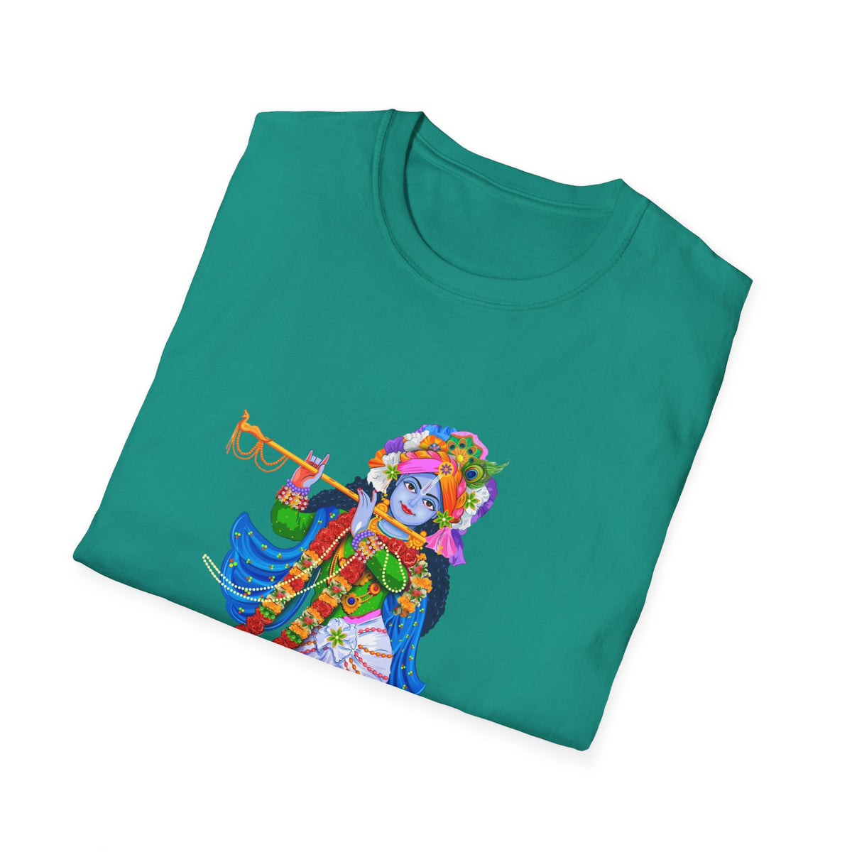 Krishana Tees - Spiritual Unisex Softstyle T-Shirt, Hindu God Tee, Religious Clothing, Meditation Shirt, Yoga Outfit - Ira World Art LLC