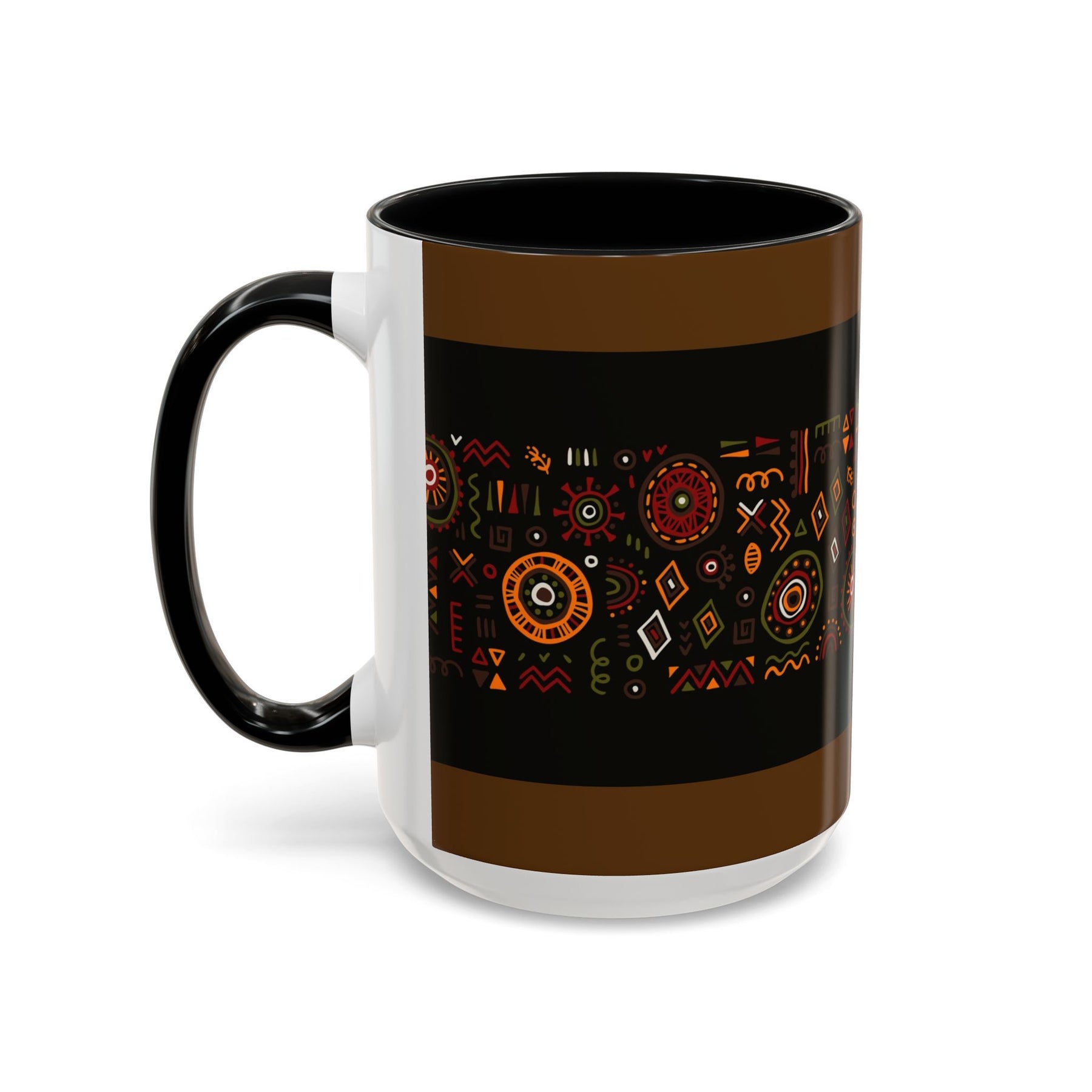 Tribal Ceramic Coffee Mug, Afrocentric Colorful Design, Custom 11oz & 15oz - Ira World Art LLC