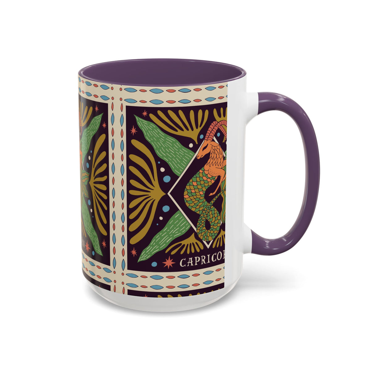 Colorful Capricorn Mug, Custom Ceramic Coffee Cup 11oz & 15oz Zodiac Design - Ira World Art LLC