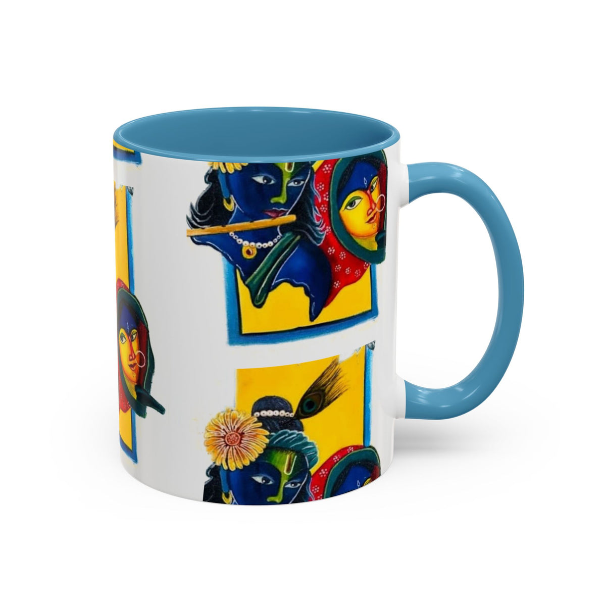 Colorful Ceramic Mug with Unique Hindu Art Design, 11oz & 15oz Aesthetic Gift - Ira World Art LLC