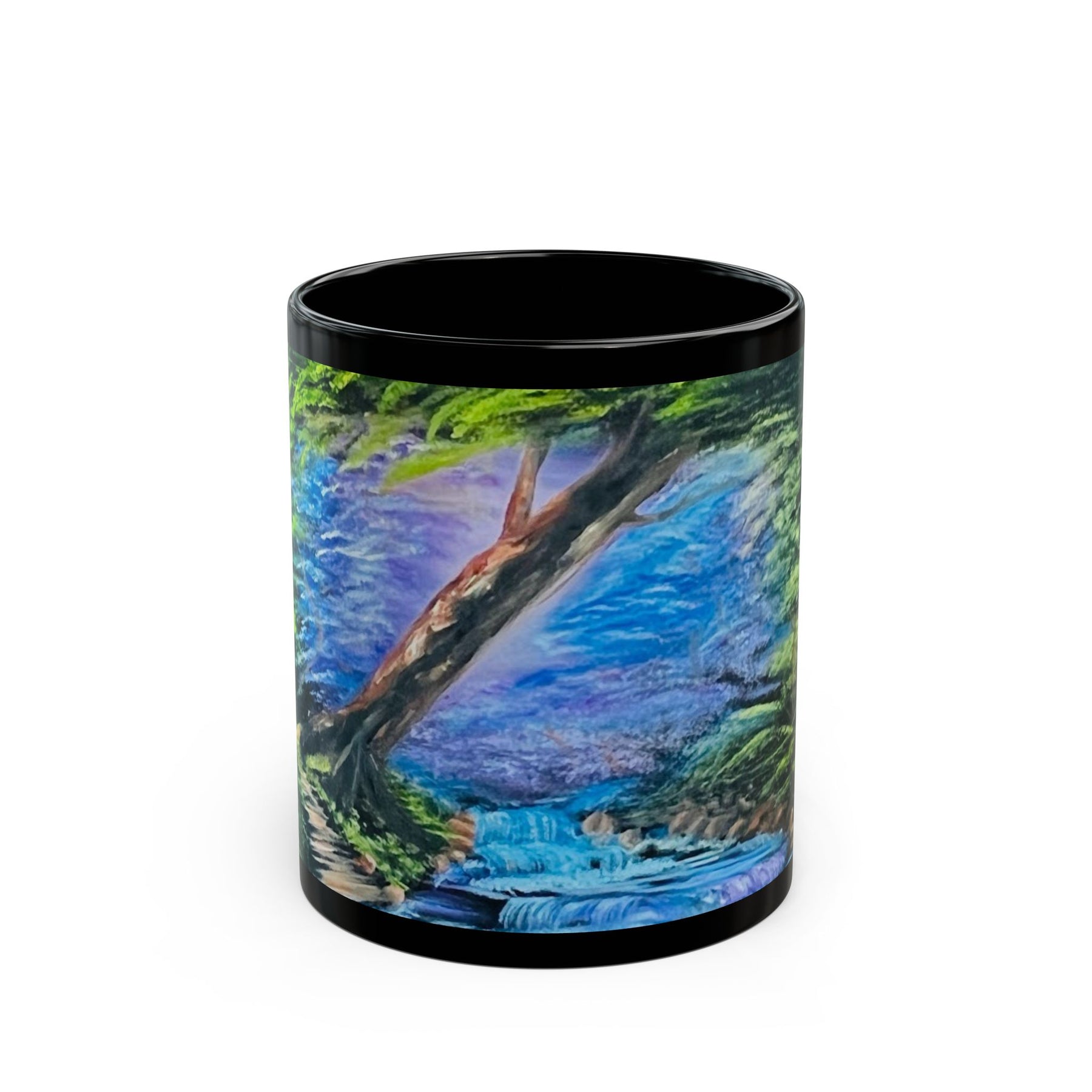 Black Ceramic Coffee Mug, Artistic 11oz & 15oz Aesthetic Birthday Gift - Ira World Art LLC