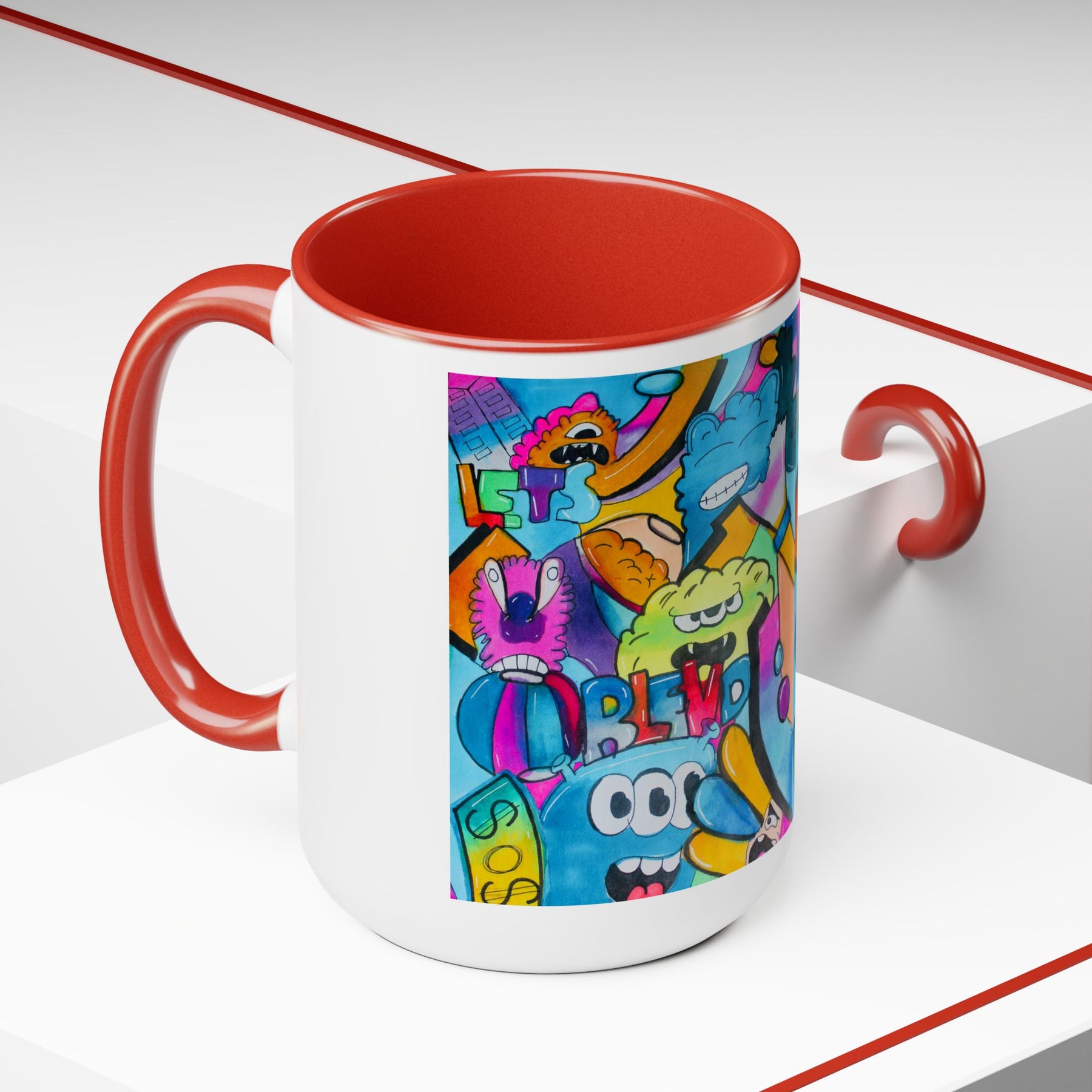 Colorful Two-Tone 15oz Kids Mug with Durable Ceramic, School & Toddler Design - Ira World Art LLC