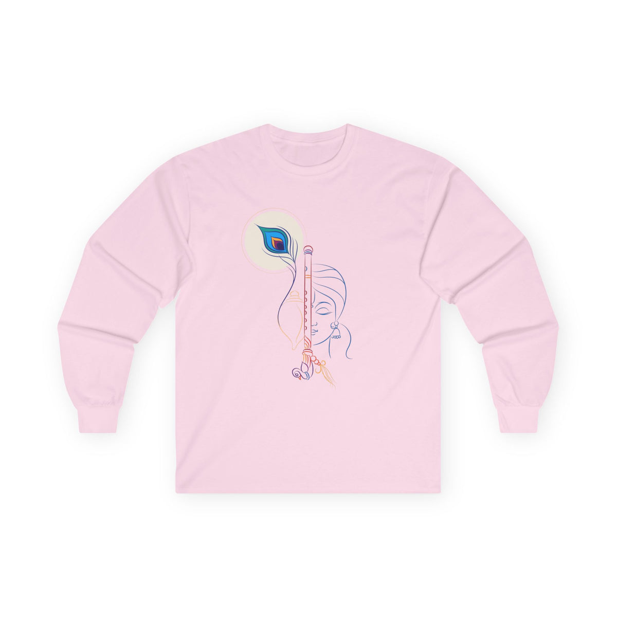 Krishna Full Sleeves Unisex Tee, Hindu God Long Sleeve Shirt, Spiritual Graphic Top, Krishna Printed T-Shirt, Religious Casual Wear, Yoga - Ira World Art LLC