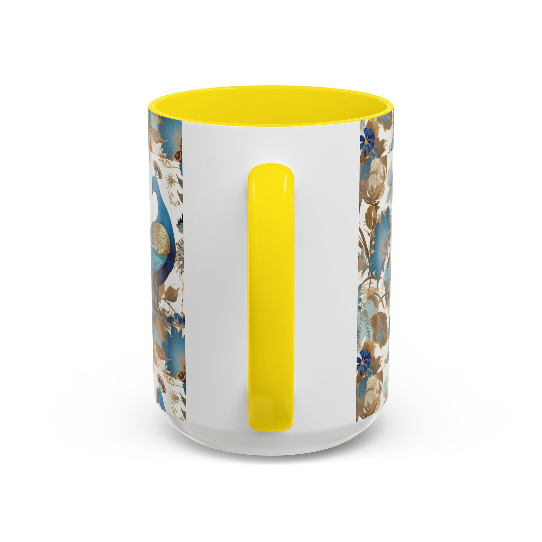 Elegant Peacock Ceramic Coffee Mug, Colorful 11oz & 15oz Custom Design - Ira World Art LLC