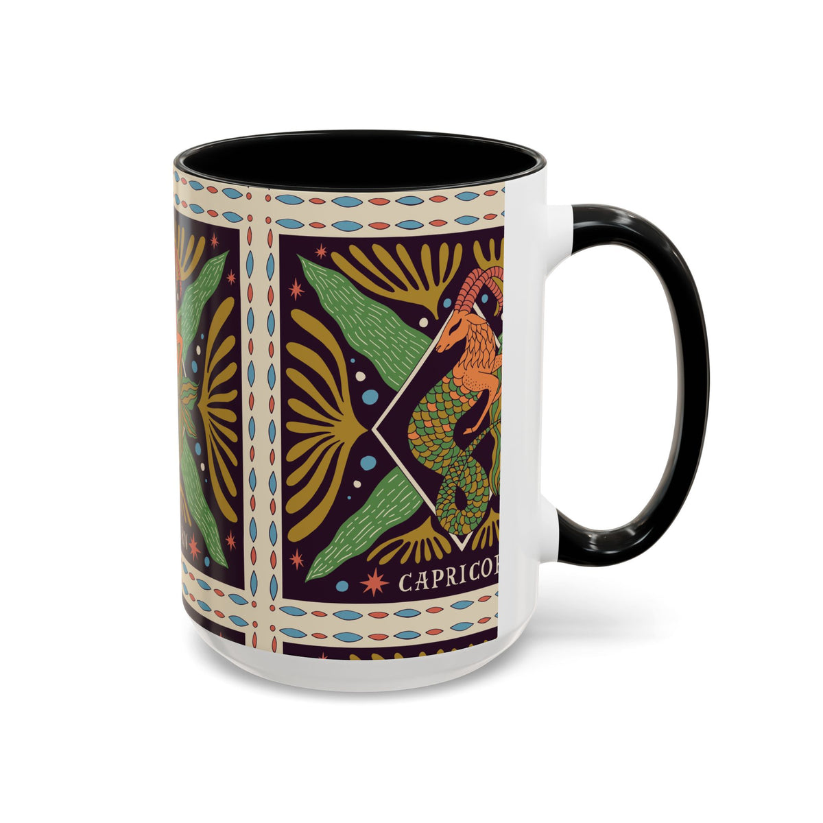 Colorful Capricorn Mug, Custom Ceramic Coffee Cup 11oz & 15oz Zodiac Design - Ira World Art LLC
