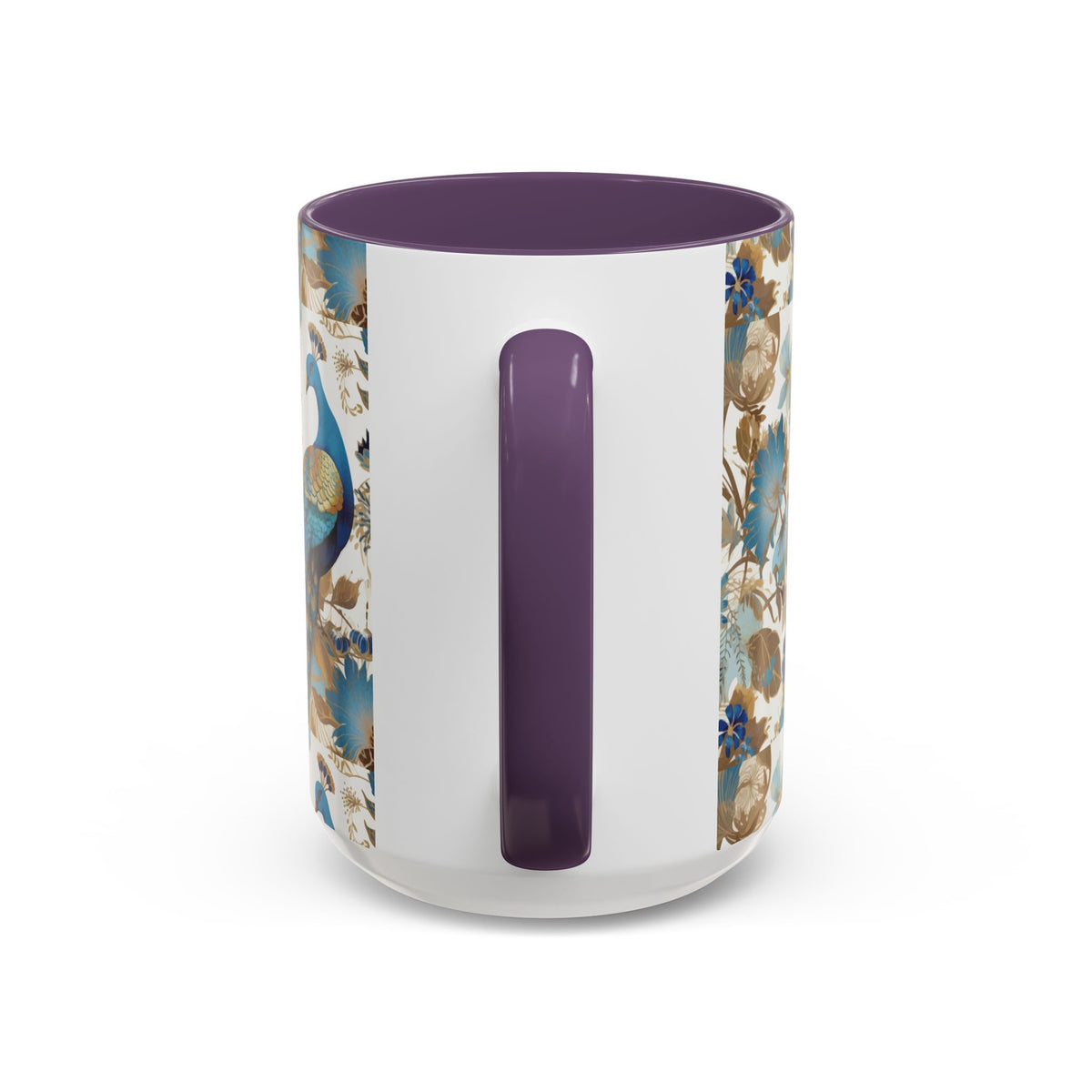 Elegant Peacock Ceramic Coffee Mug, Colorful 11oz & 15oz Custom Design - Ira World Art LLC