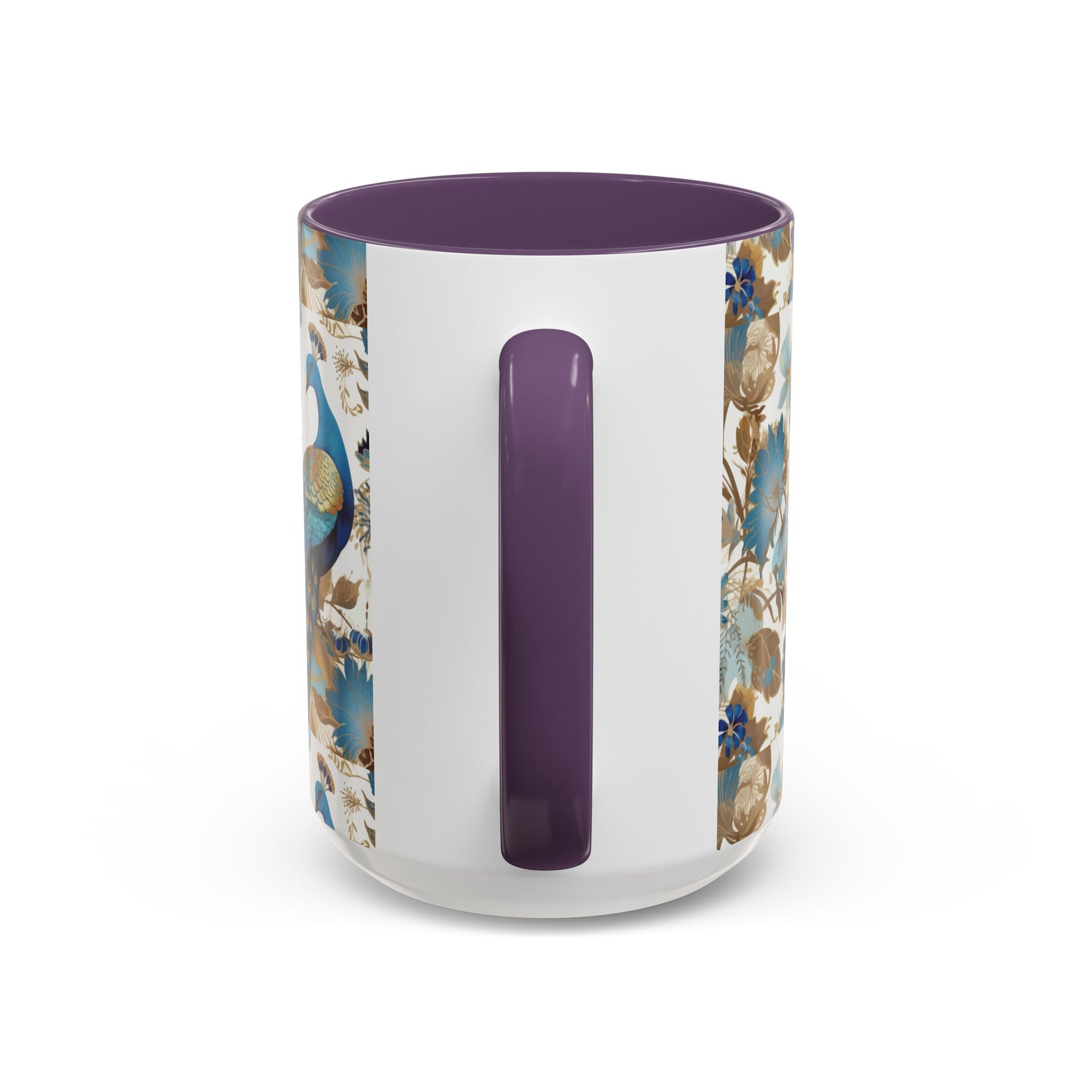 Elegant Peacock Ceramic Coffee Mug, Colorful 11oz & 15oz Custom Design - Ira World Art LLC