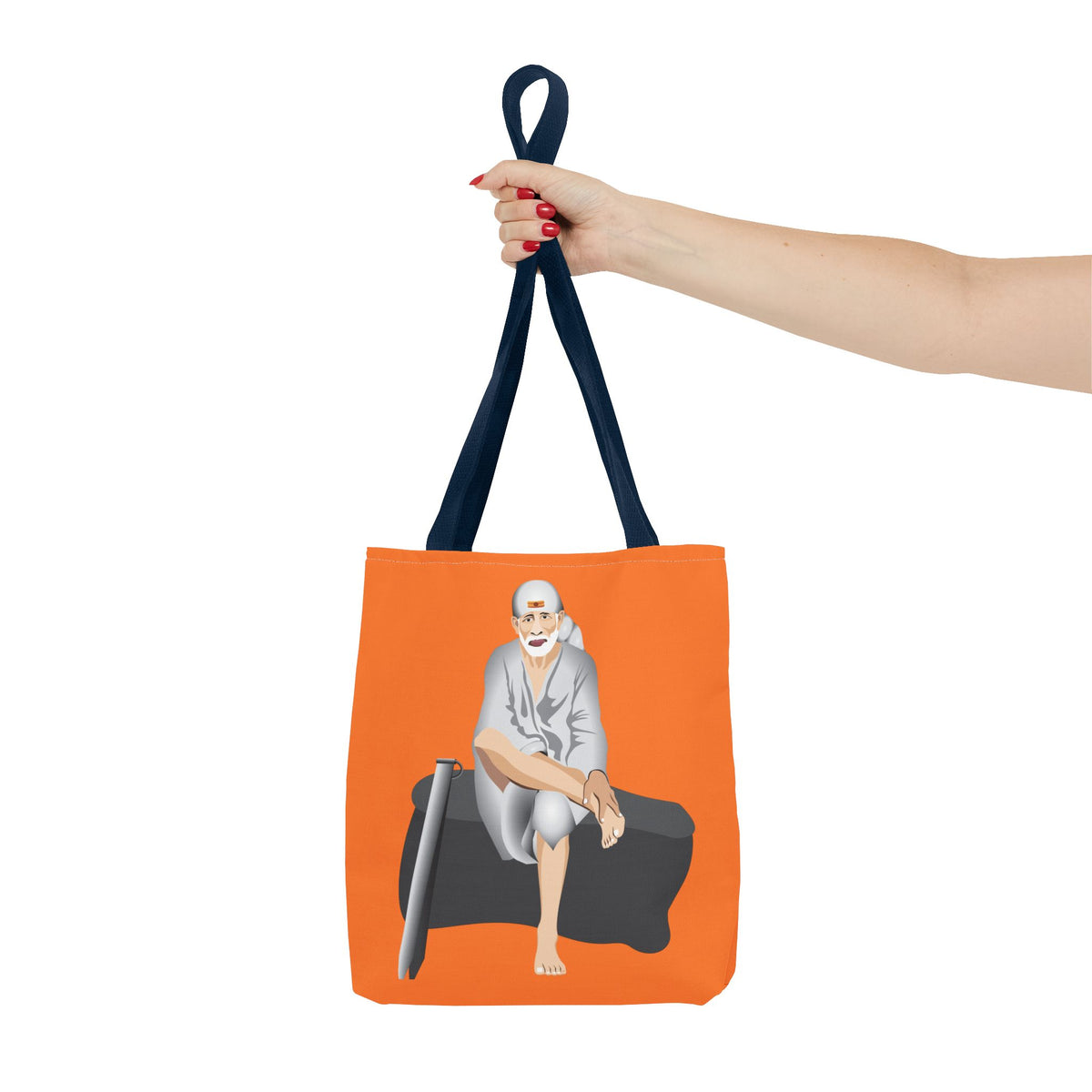 Sai Baba Tote Bag, Religious Shopper Bag, Guru Printed Carryall, Spiritual Shoulder Tote, Holy Canvas Handbag, Indian Deity Market Tote, - Ira World Art LLC