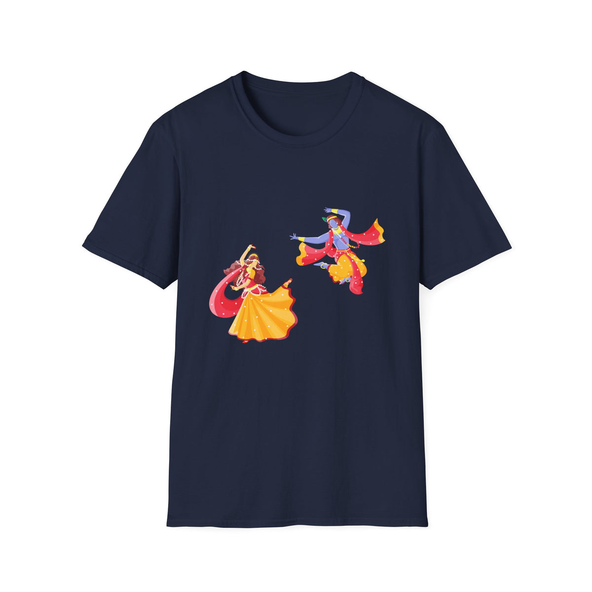 Radha Krishna Unisex Softstyle T-Shirt, Hindu Deity Tee, Spiritual Apparel, Yoga Top, Festival Clothing - Ira World Art LLC