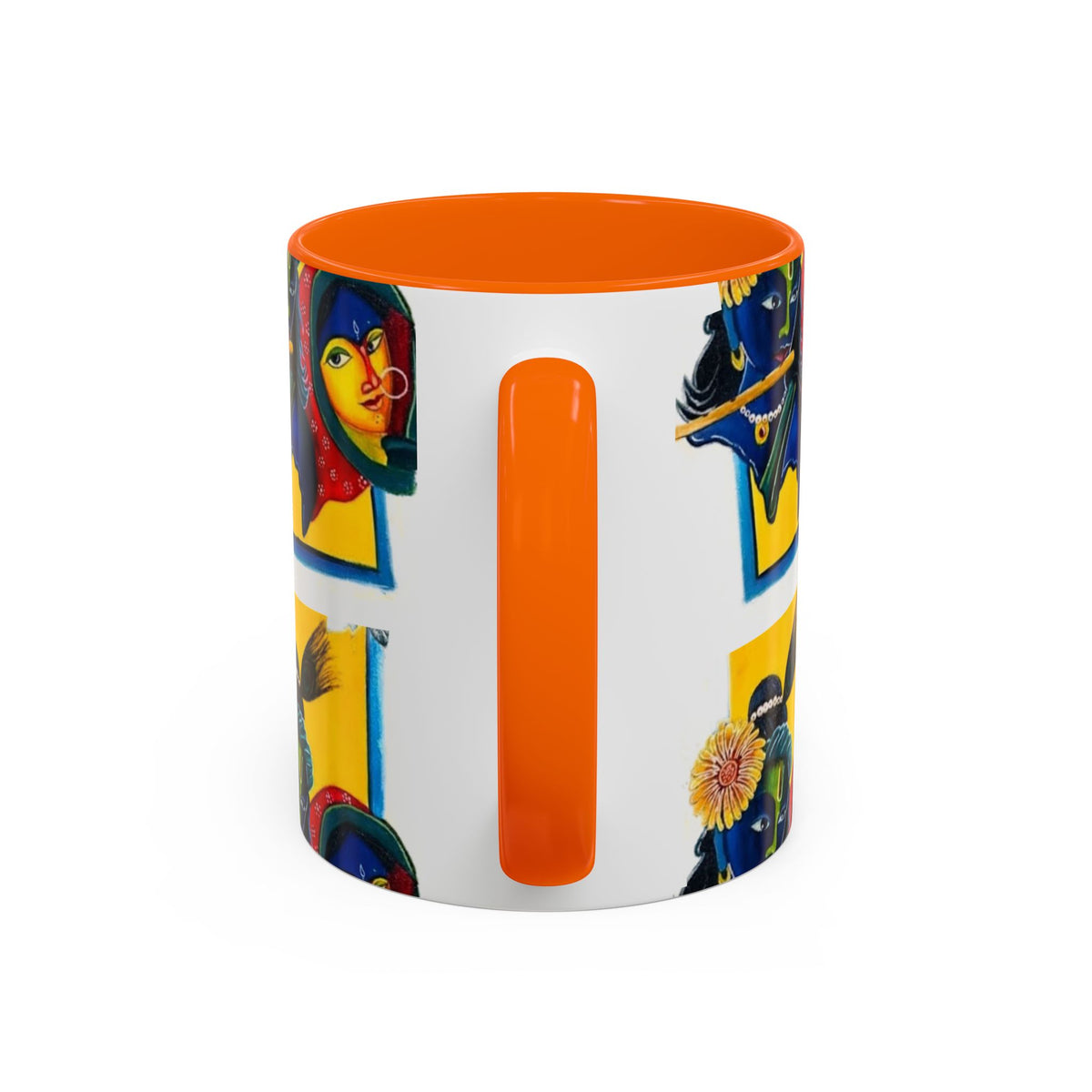 Colorful Ceramic Mug with Unique Hindu Art Design, 11oz & 15oz Aesthetic Gift - Ira World Art LLC