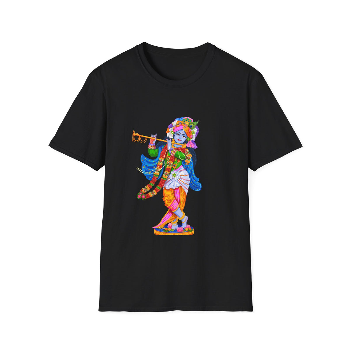 Krishana Tees - Spiritual Unisex Softstyle T-Shirt, Hindu God Tee, Religious Clothing, Meditation Shirt, Yoga Outfit - Ira World Art LLC