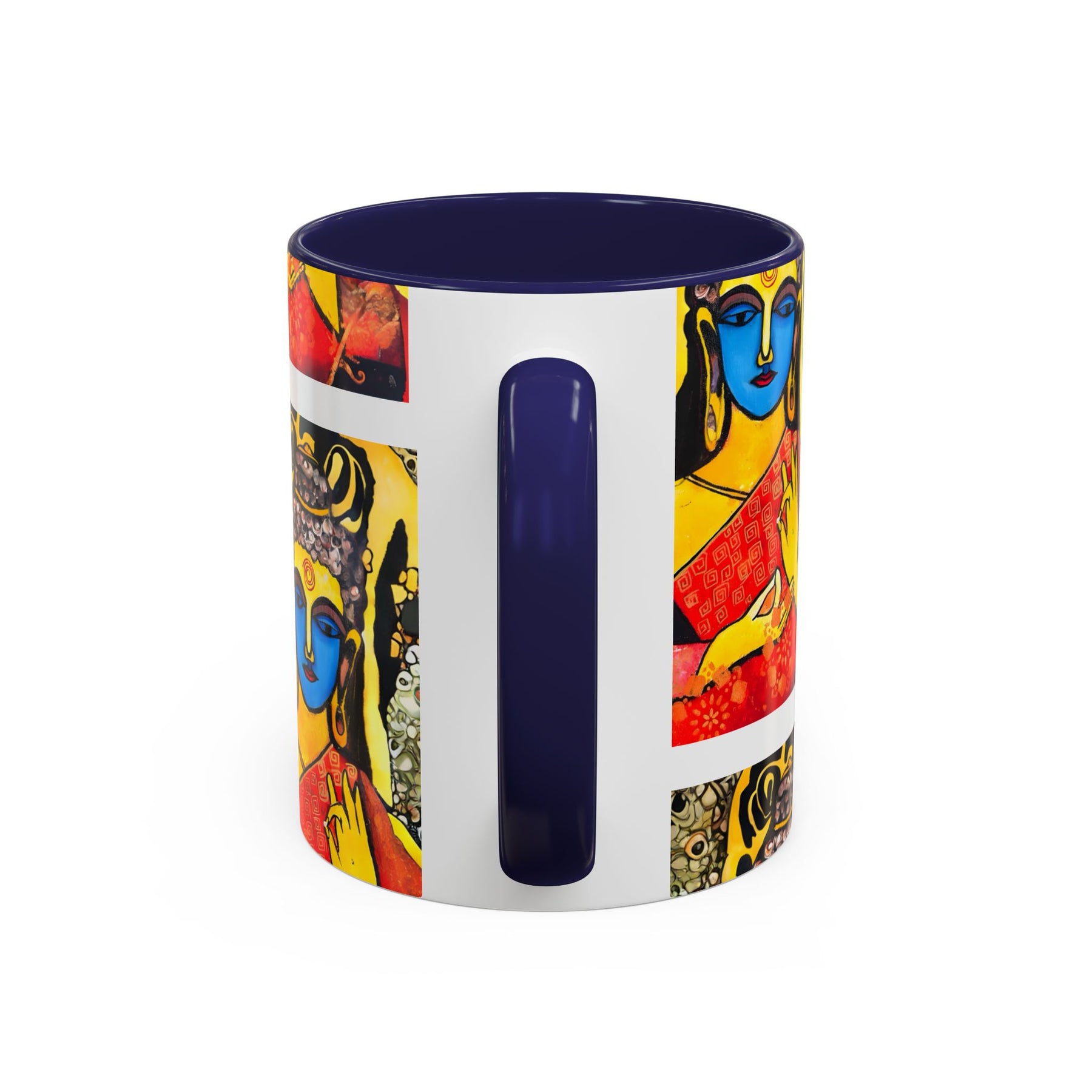 Inspirational Yoga Ceramic Mug, Colorful Buddhist Painting, 11oz & 15oz Unique Coffee Cup - Ira World Art LLC
