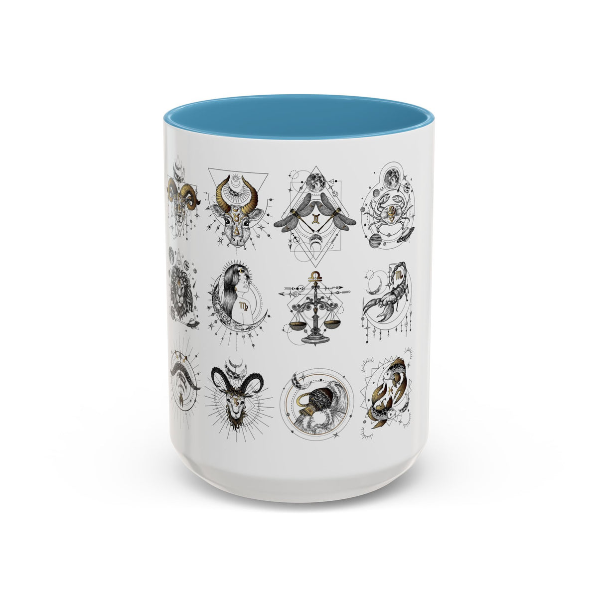 Zodiac Accent Ceramic Coffee Mug with Vibrant Horoscope Design 11oz & 15oz - Ira World Art LLC