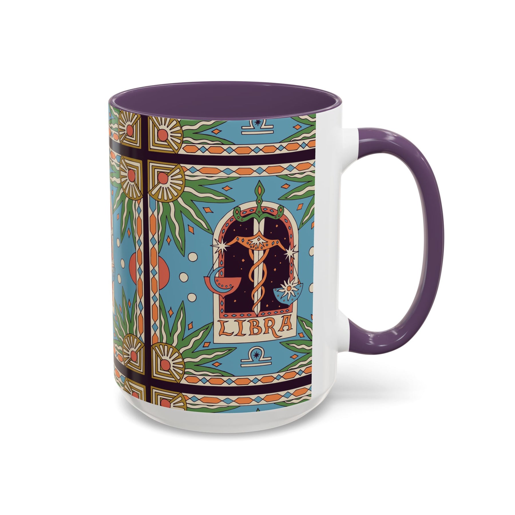 Custom Libra Coffee Mug, Colorful Ceramic 11oz & 15oz Zodiac Design - Ira World Art LLC