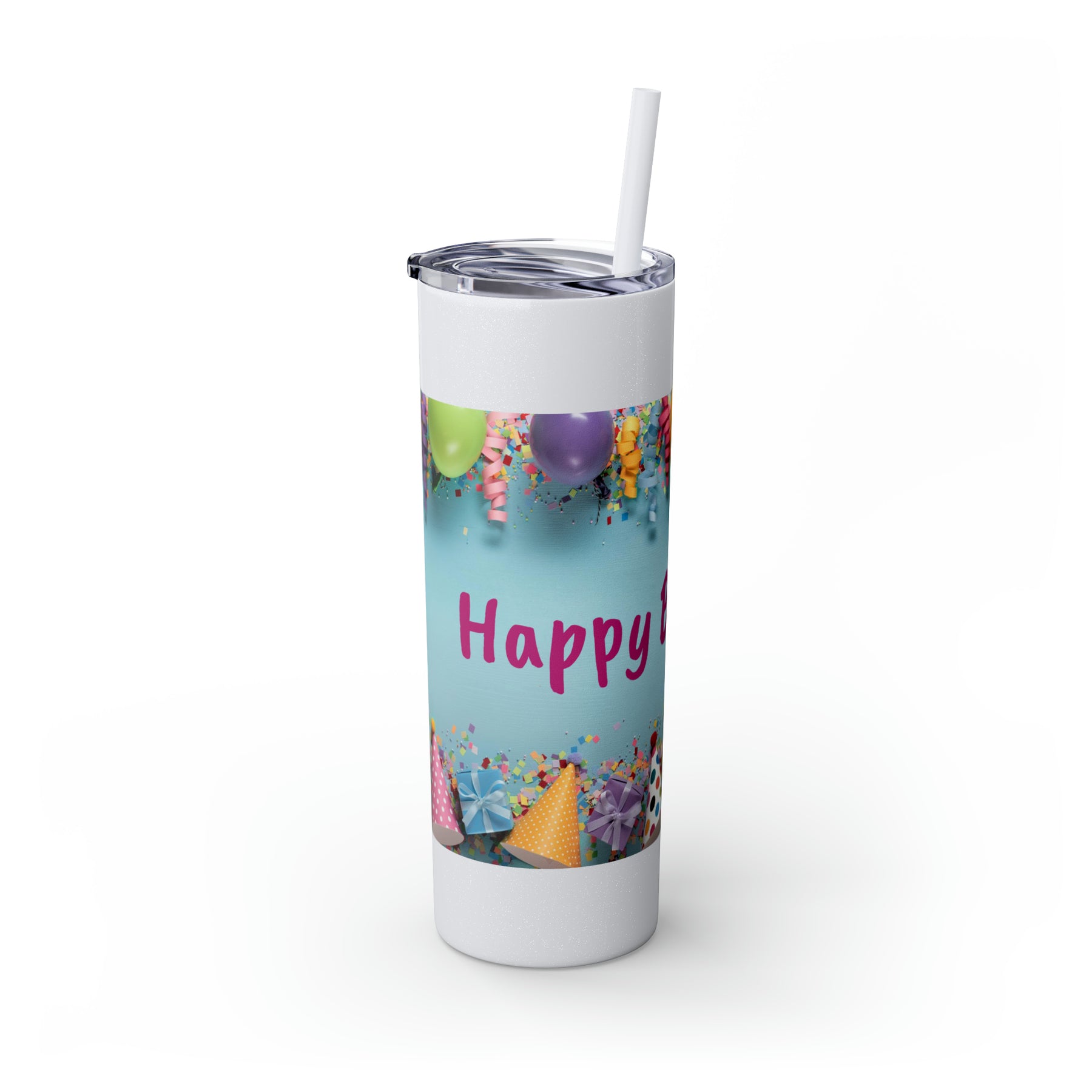 Birthday Skinny Tumbler with Straw – Celebrate in Sip-worthy Fashion!, 20oz - Ira World Art LLC