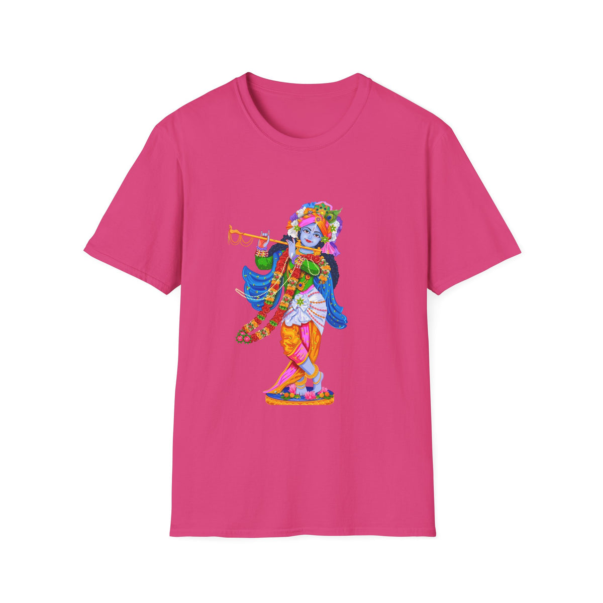 Krishana Tees - Spiritual Unisex Softstyle T-Shirt, Hindu God Tee, Religious Clothing, Meditation Shirt, Yoga Outfit - Ira World Art LLC