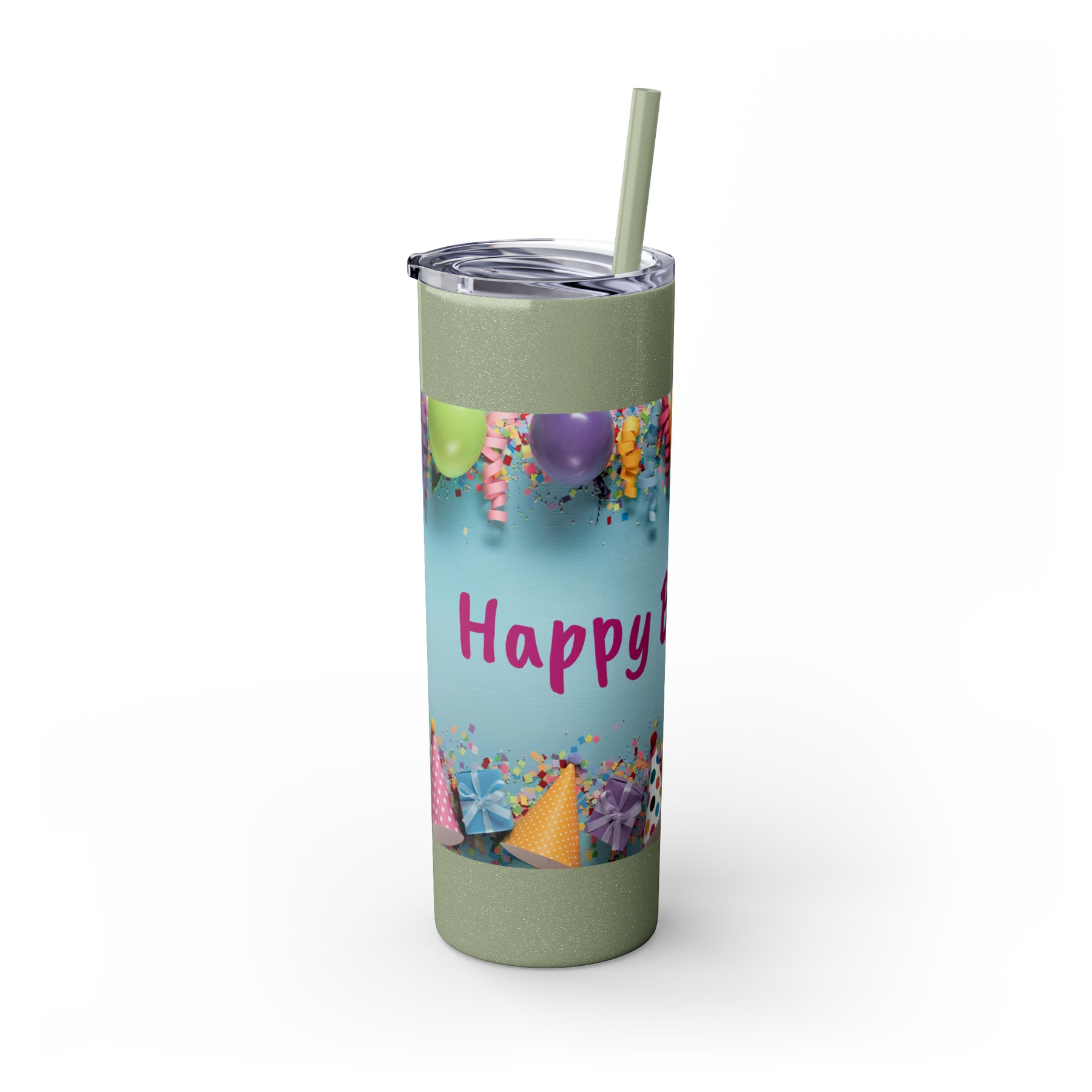 Birthday Skinny Tumbler with Straw – Celebrate in Sip-worthy Fashion!, 20oz - Ira World Art LLC
