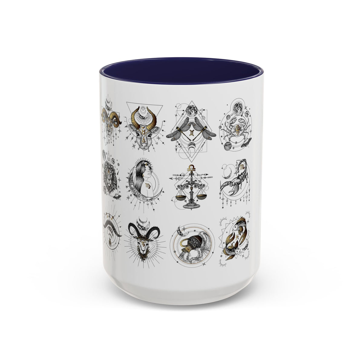 Zodiac Accent Ceramic Coffee Mug with Vibrant Horoscope Design 11oz & 15oz - Ira World Art LLC