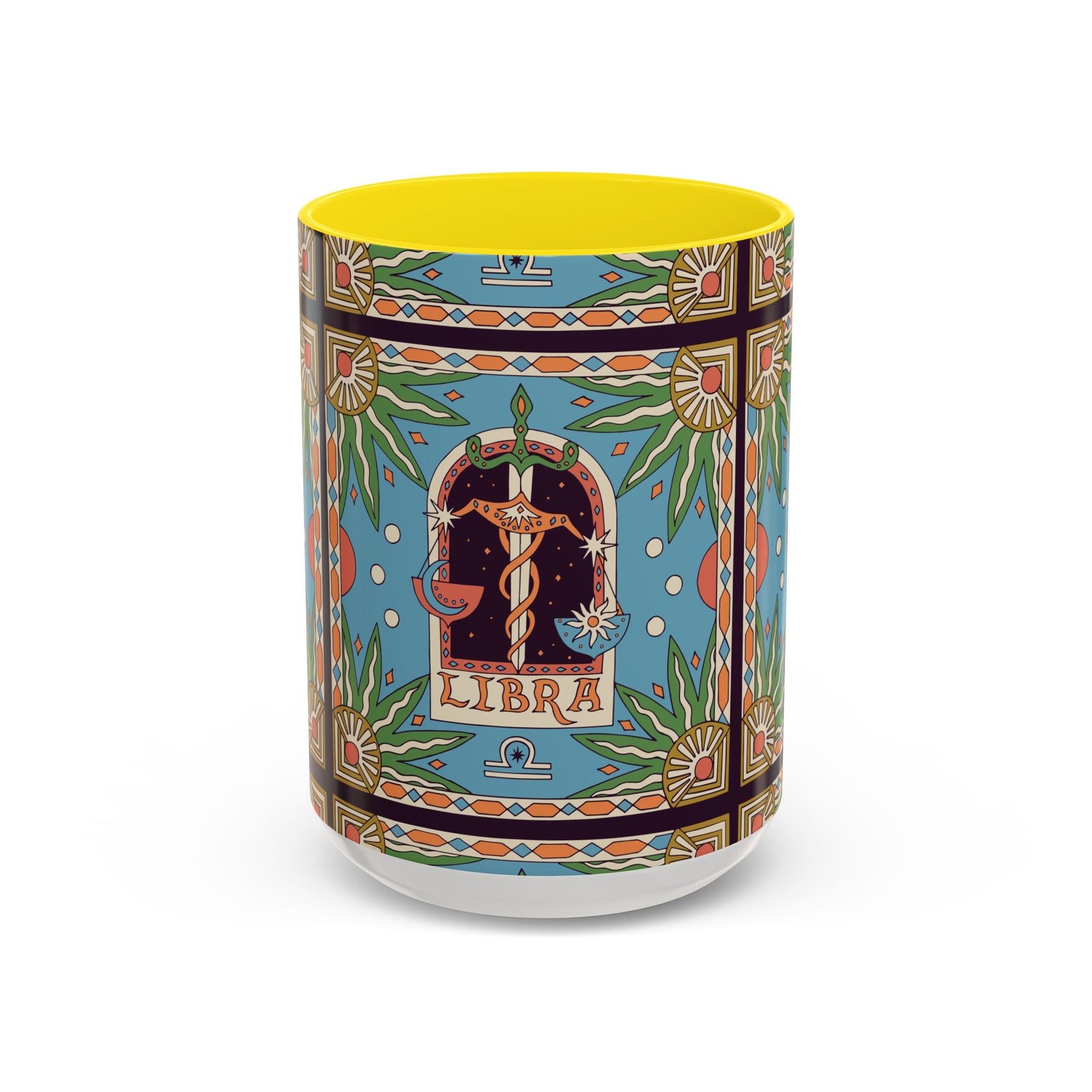 Custom Libra Coffee Mug, Colorful Ceramic 11oz & 15oz Zodiac Design - Ira World Art LLC