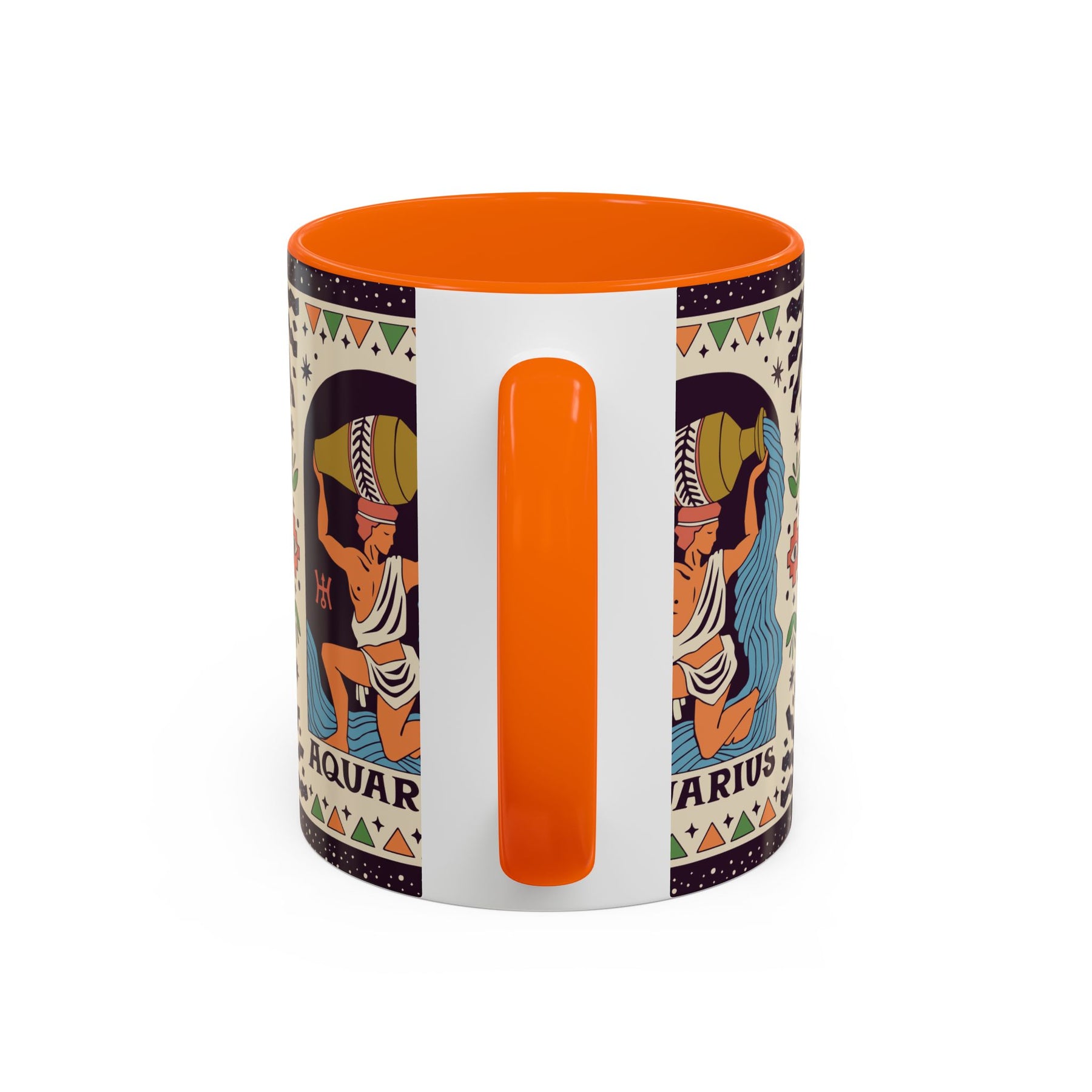 Aquarius Zodiac Painted Mug, Custom Ceramic 11oz and 15oz Coffee Cup - Ira World Art LLC