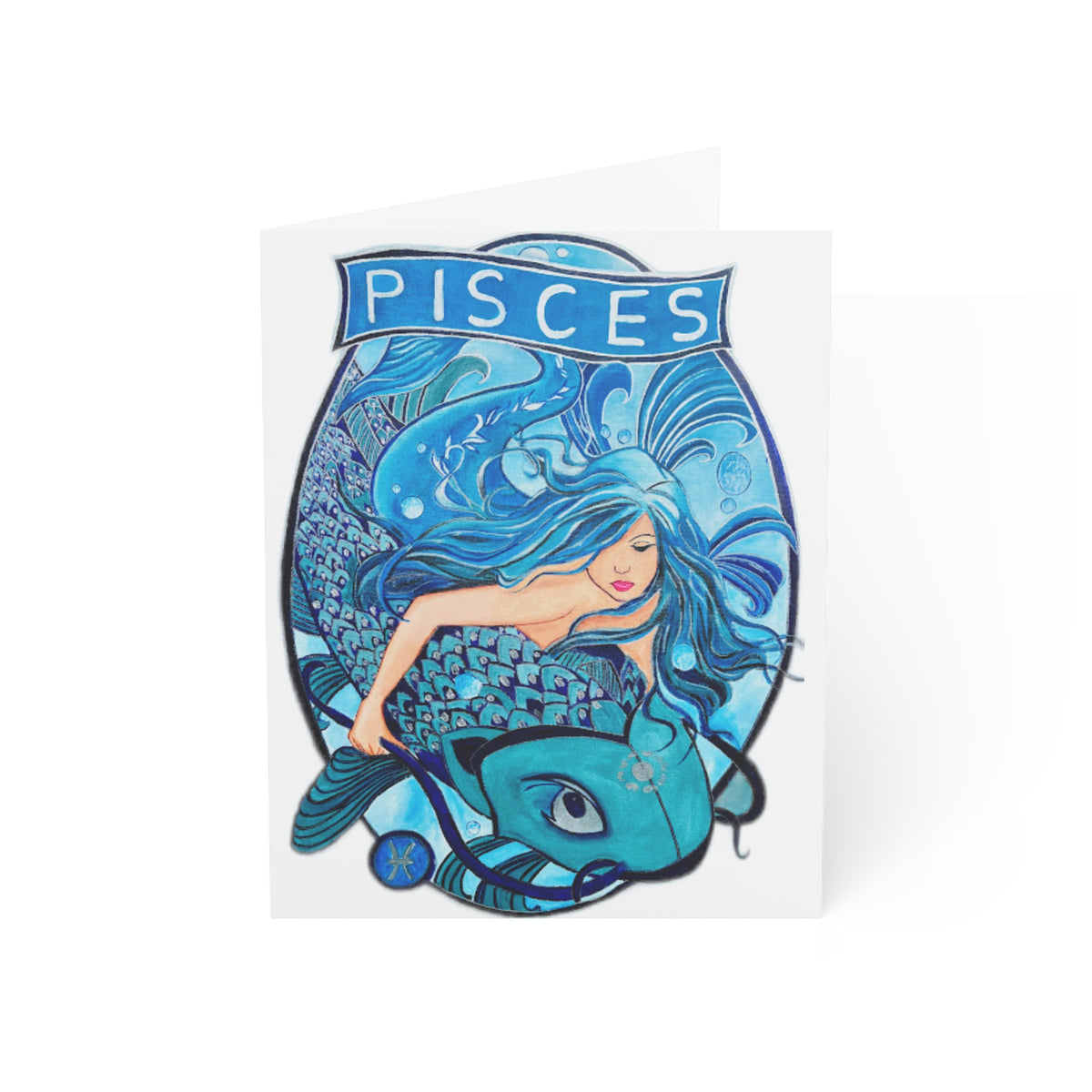 Celebrate the Pisces Spirit: Enchanting Greeting Card  (1, 10, 30, and 50pcs) - Ira World Art LLC
