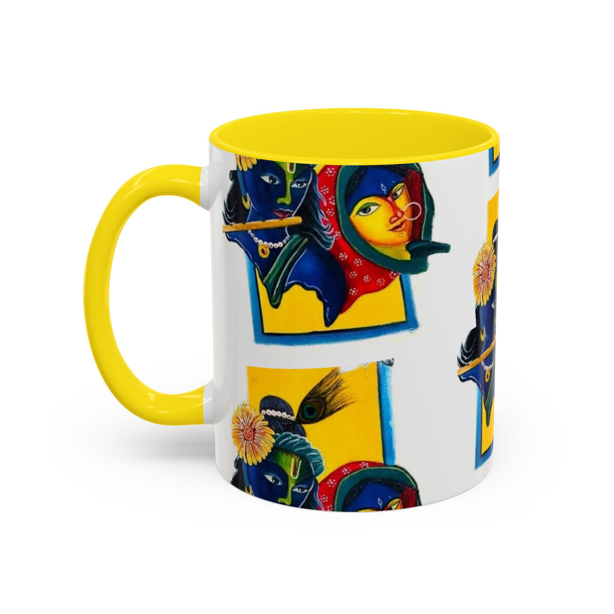 Colorful Ceramic Mug with Unique Hindu Art Design, 11oz & 15oz Aesthetic Gift - Ira World Art LLC