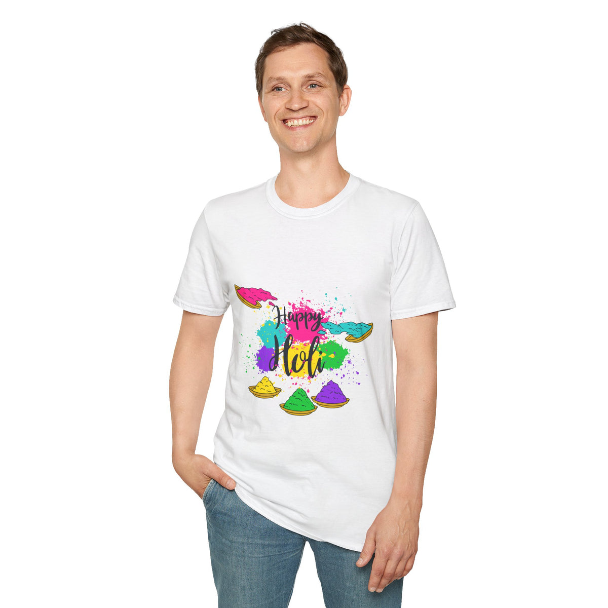 Holi Festival T‑Shirt – "Happy Holi" Color Powder Celebration Tee - Ira World Art LLC